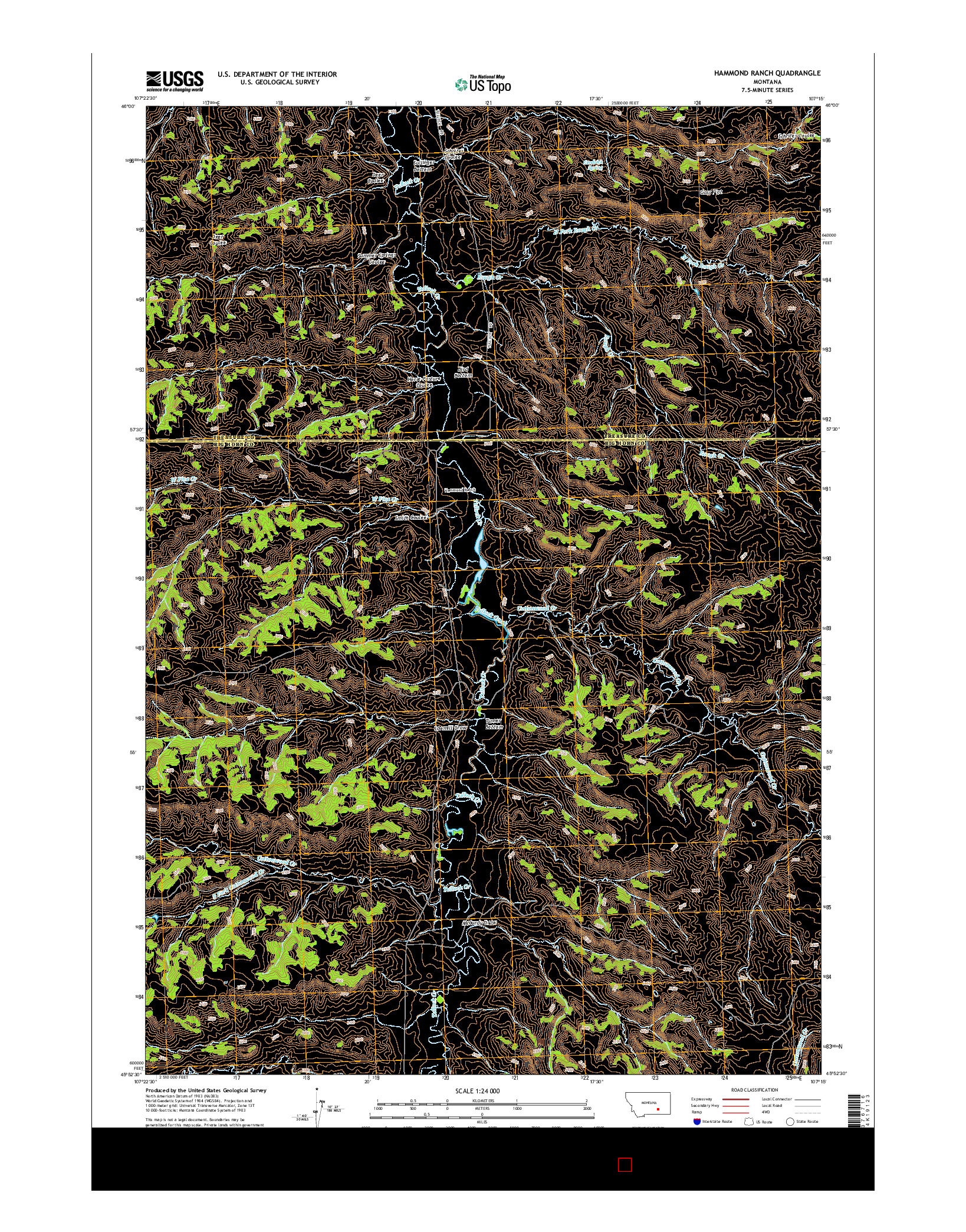 USGS US TOPO 7.5-MINUTE MAP FOR HAMMOND RANCH, MT 2014