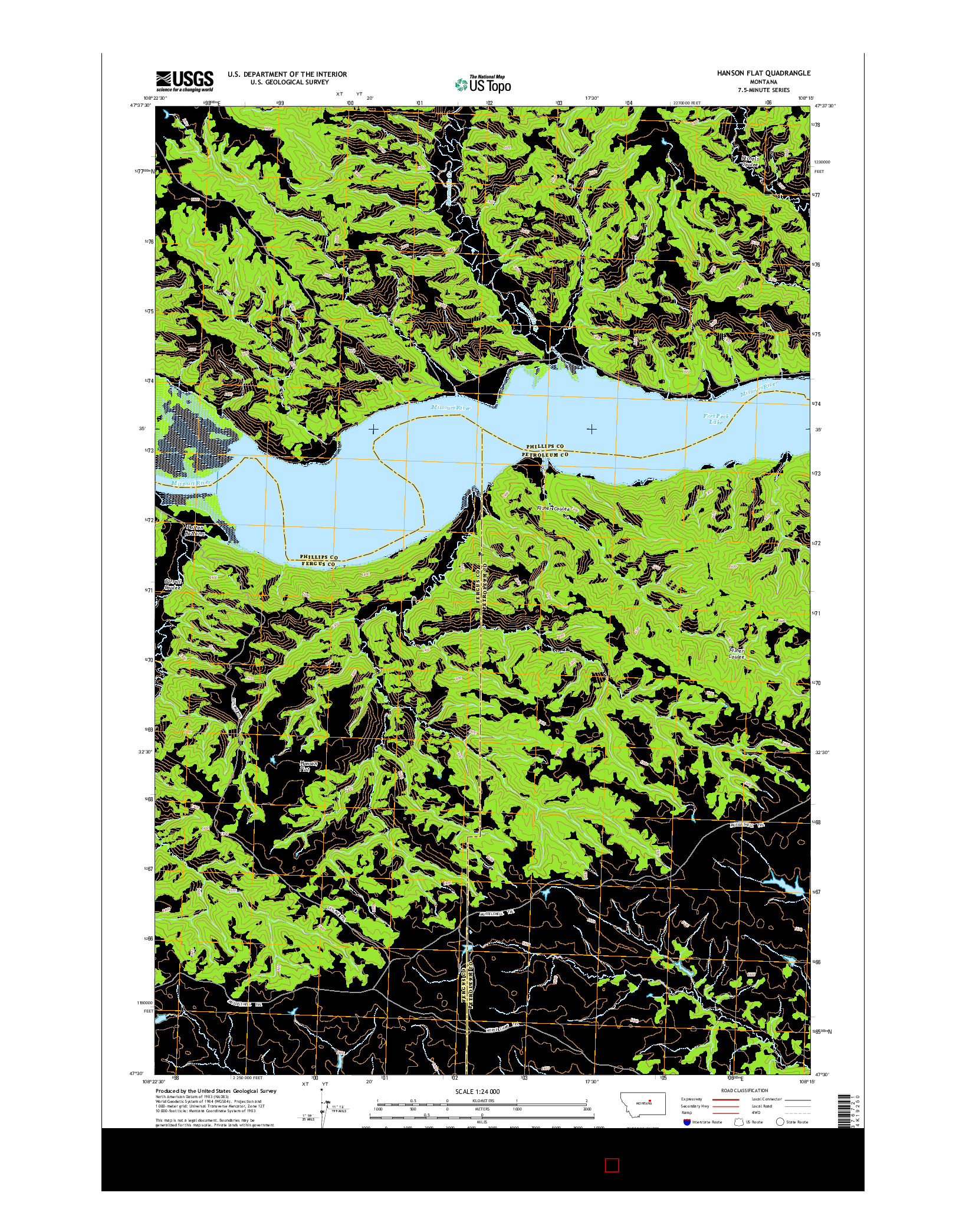 USGS US TOPO 7.5-MINUTE MAP FOR HANSON FLAT, MT 2014