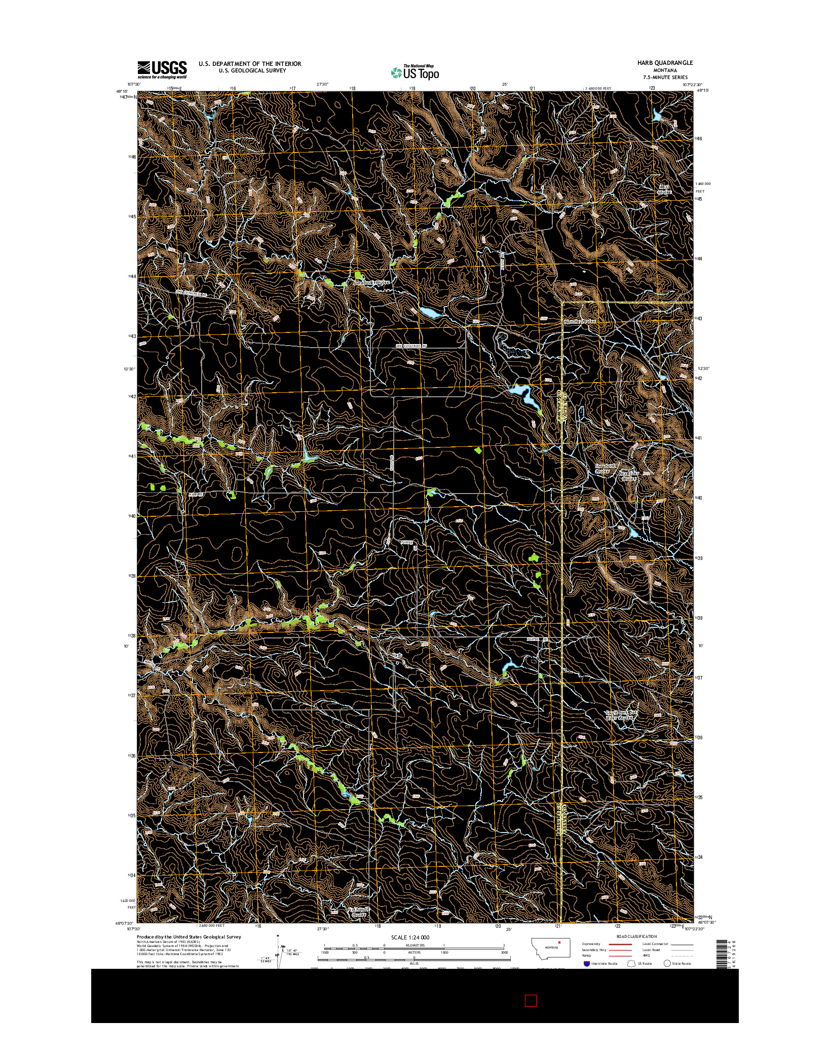 USGS US TOPO 7.5-MINUTE MAP FOR HARB, MT 2014