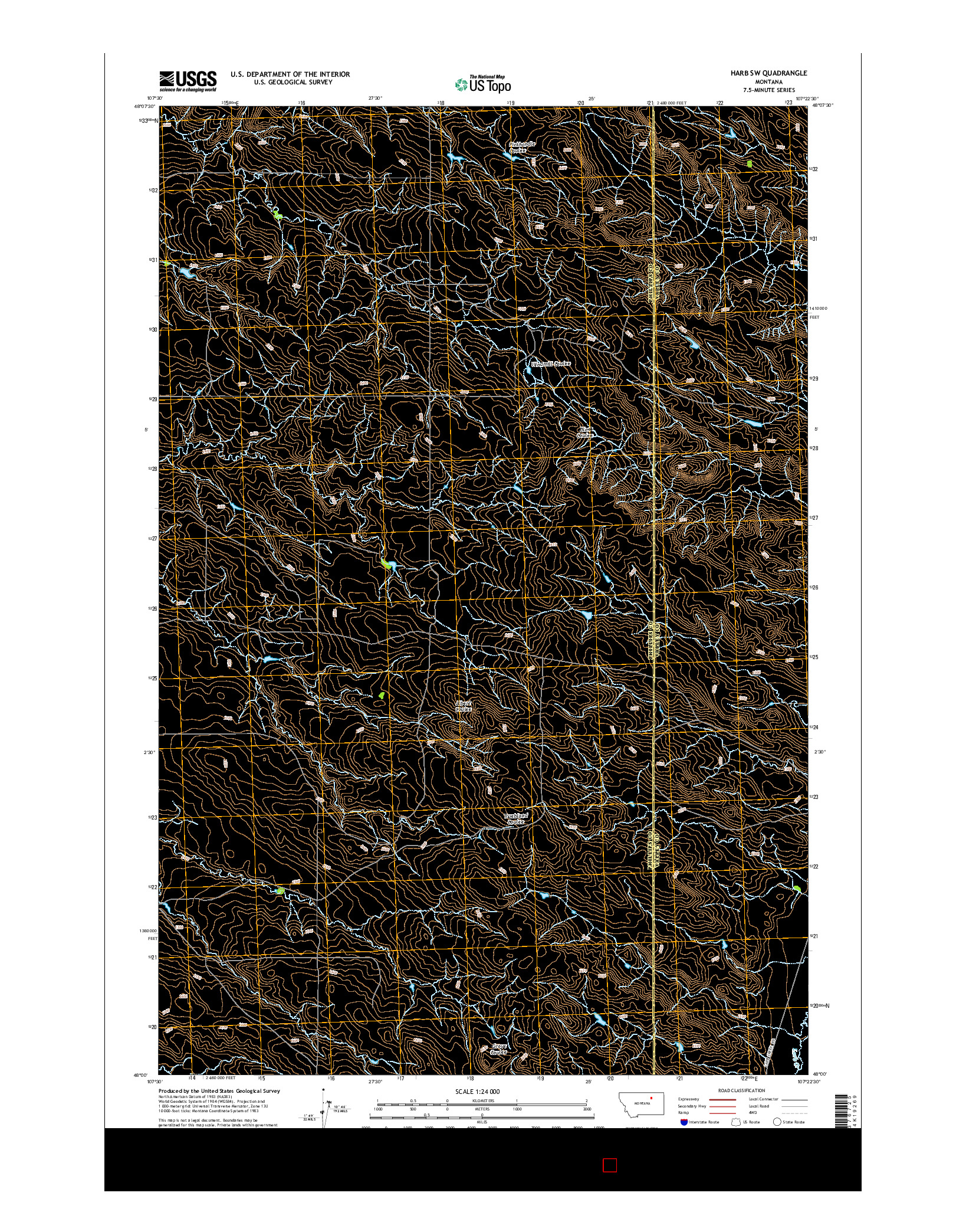 USGS US TOPO 7.5-MINUTE MAP FOR HARB SW, MT 2014