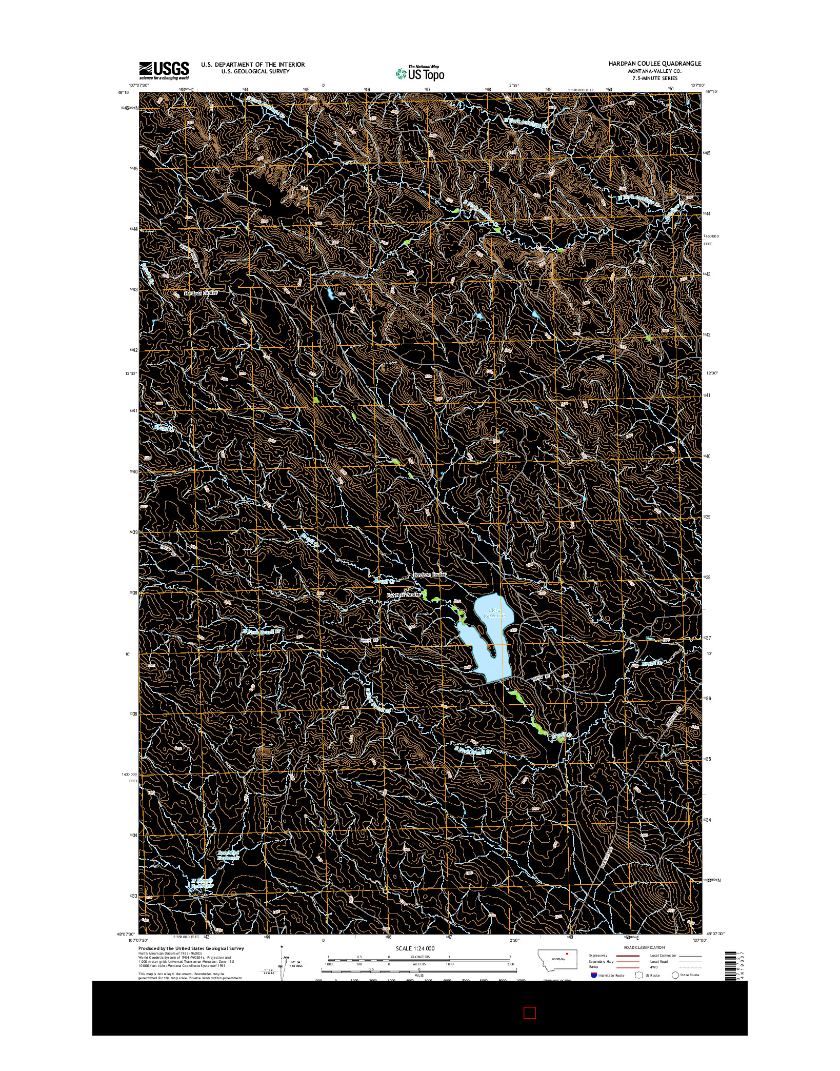 USGS US TOPO 7.5-MINUTE MAP FOR HARDPAN COULEE, MT 2014