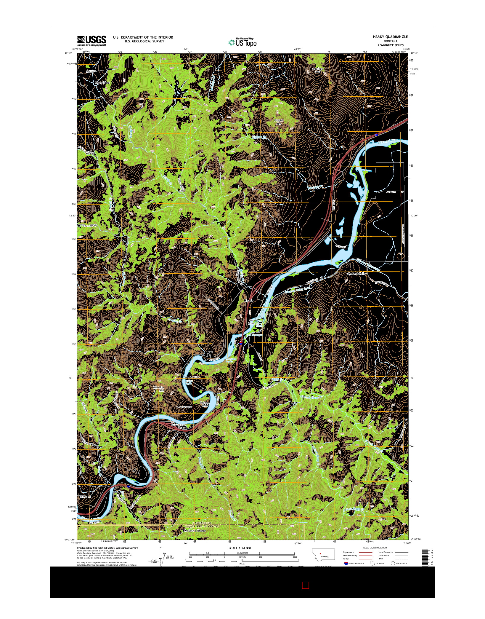 USGS US TOPO 7.5-MINUTE MAP FOR HARDY, MT 2014