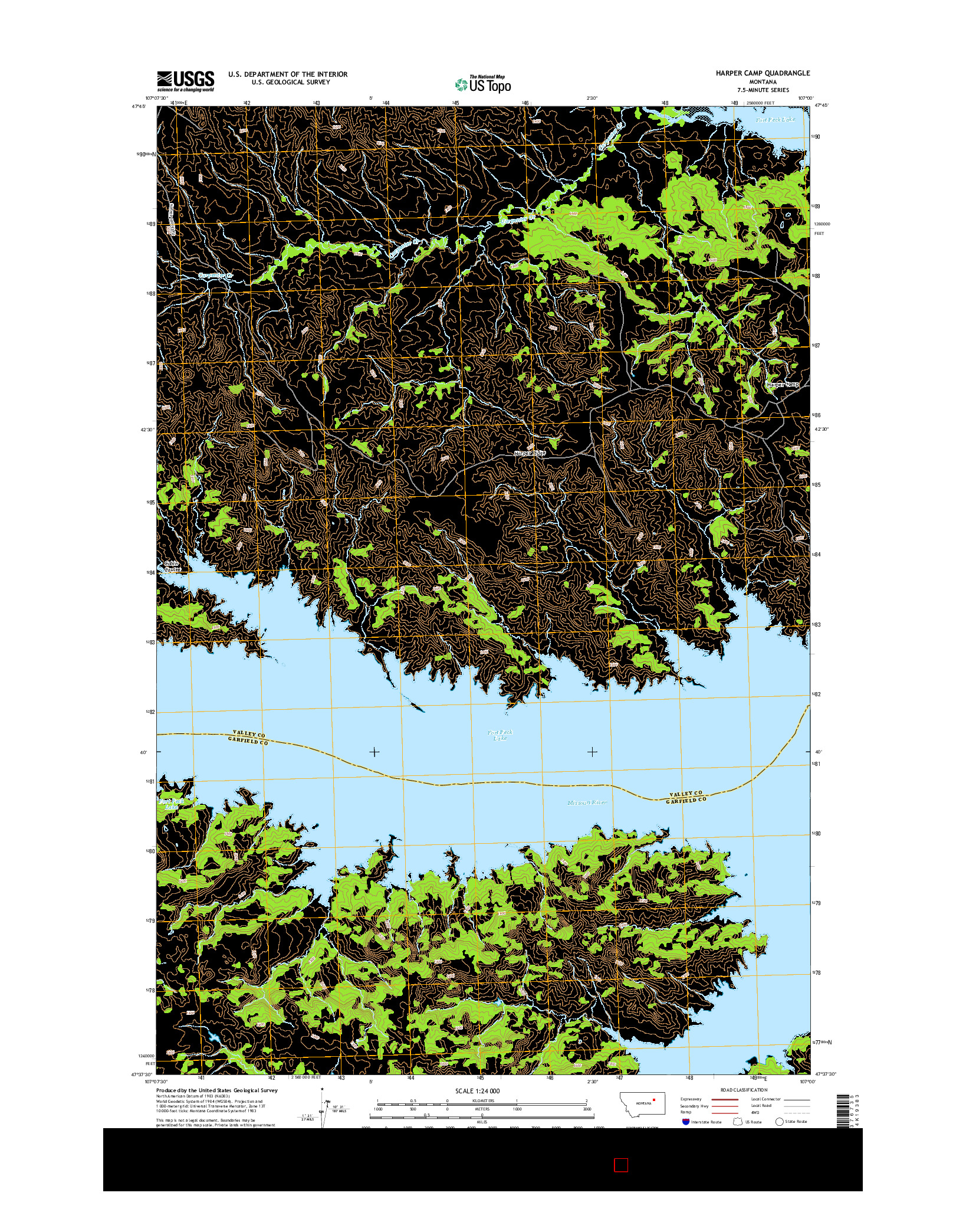 USGS US TOPO 7.5-MINUTE MAP FOR HARPER CAMP, MT 2014