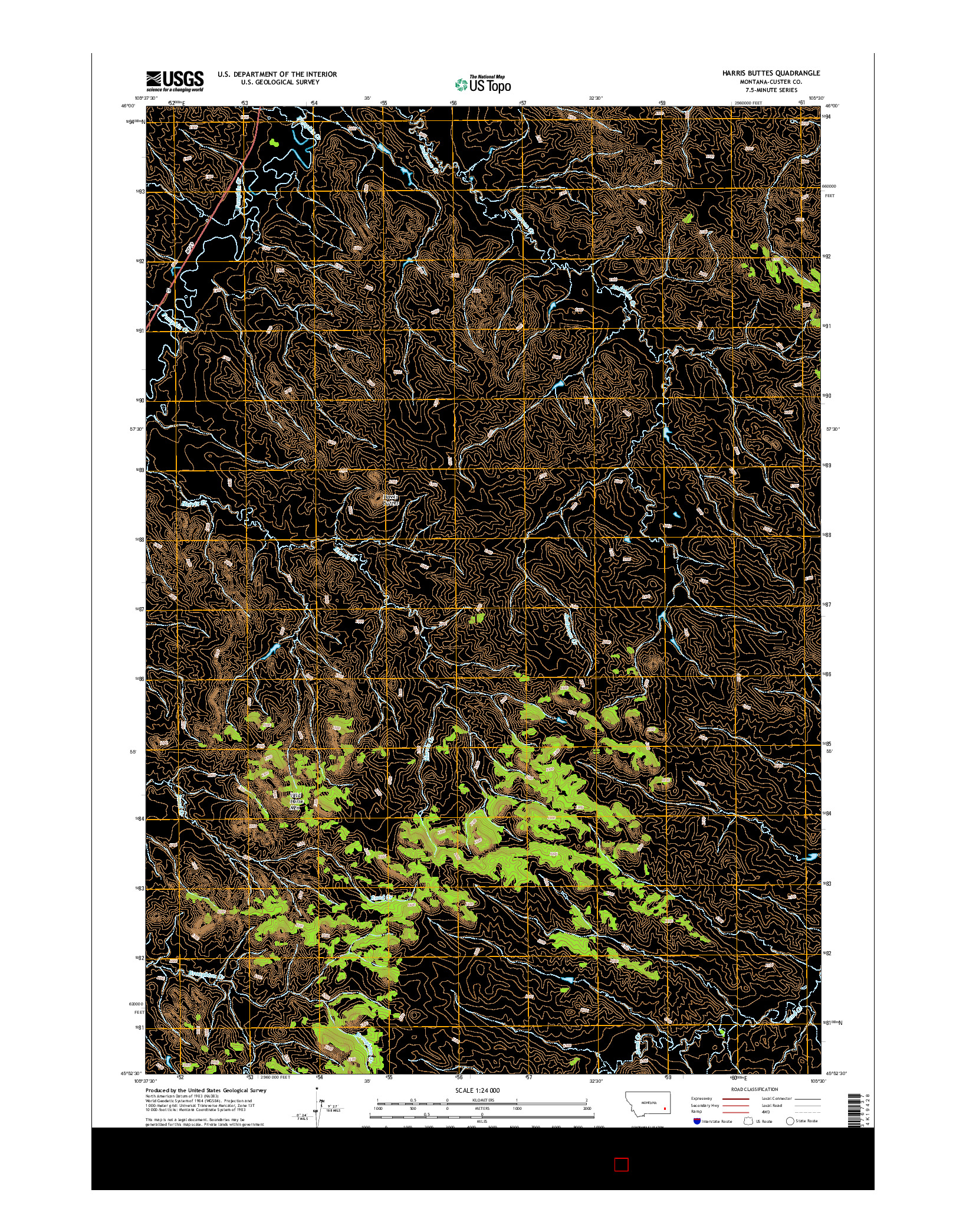 USGS US TOPO 7.5-MINUTE MAP FOR HARRIS BUTTES, MT 2014