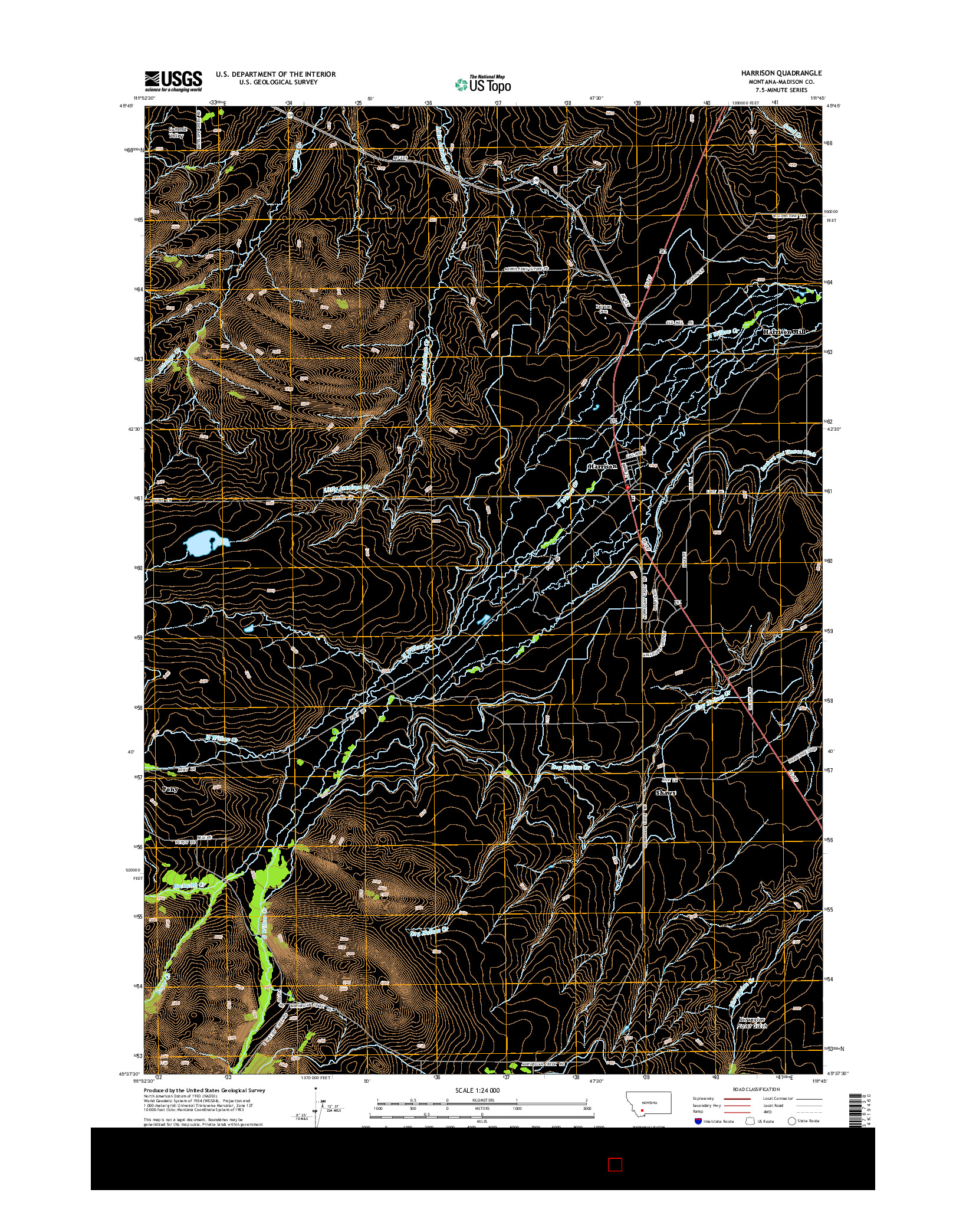 USGS US TOPO 7.5-MINUTE MAP FOR HARRISON, MT 2014