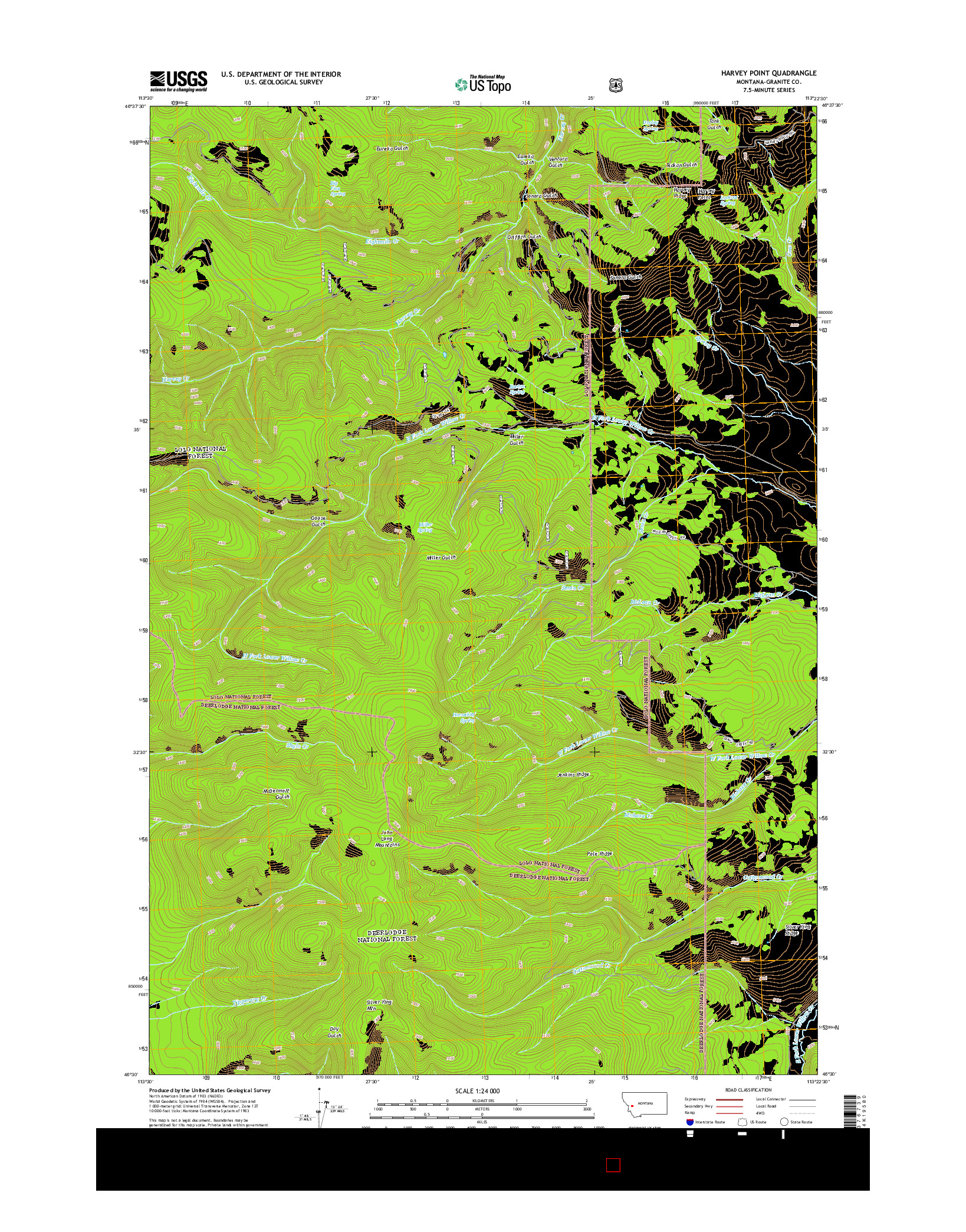 USGS US TOPO 7.5-MINUTE MAP FOR HARVEY POINT, MT 2014