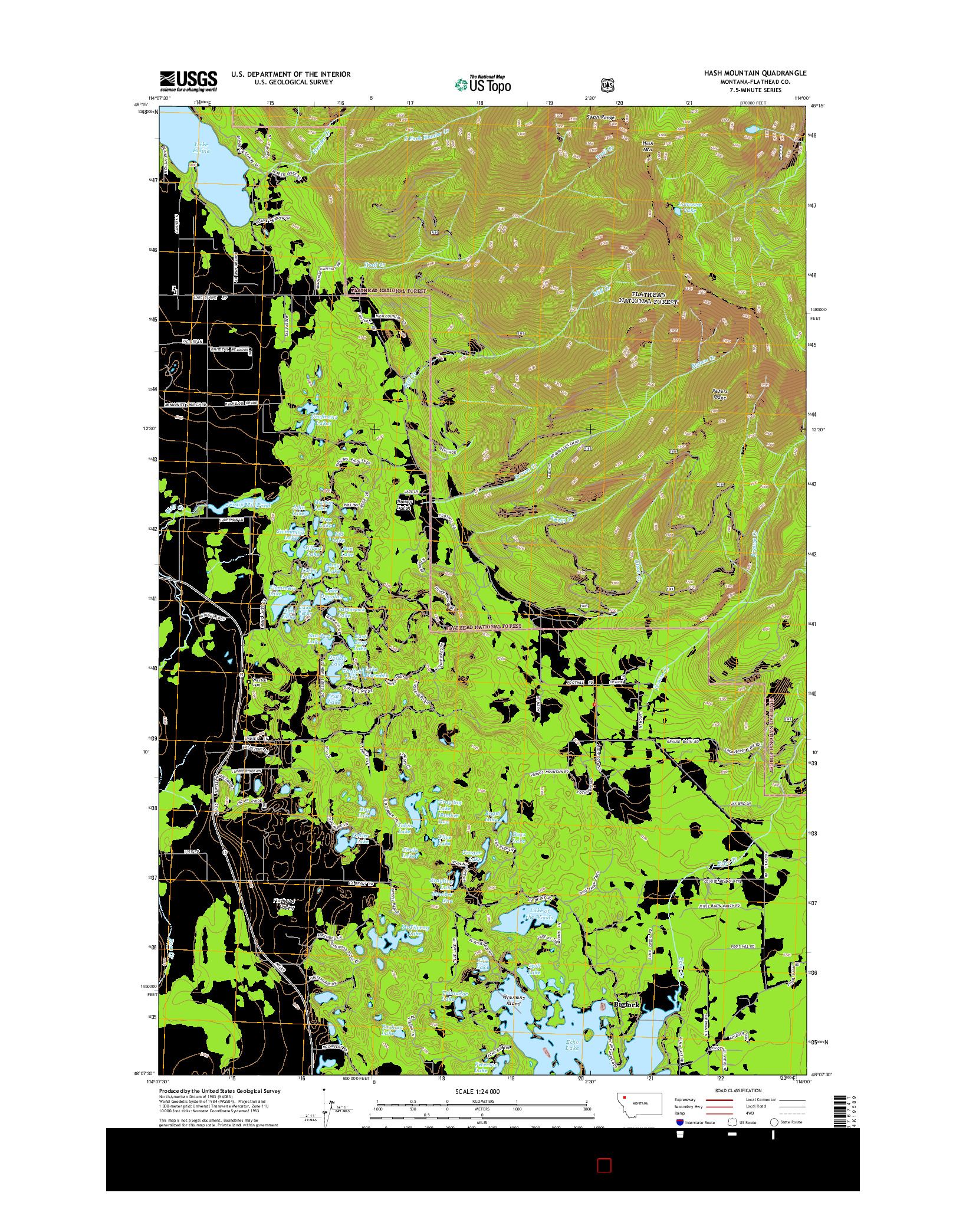 USGS US TOPO 7.5-MINUTE MAP FOR HASH MOUNTAIN, MT 2014