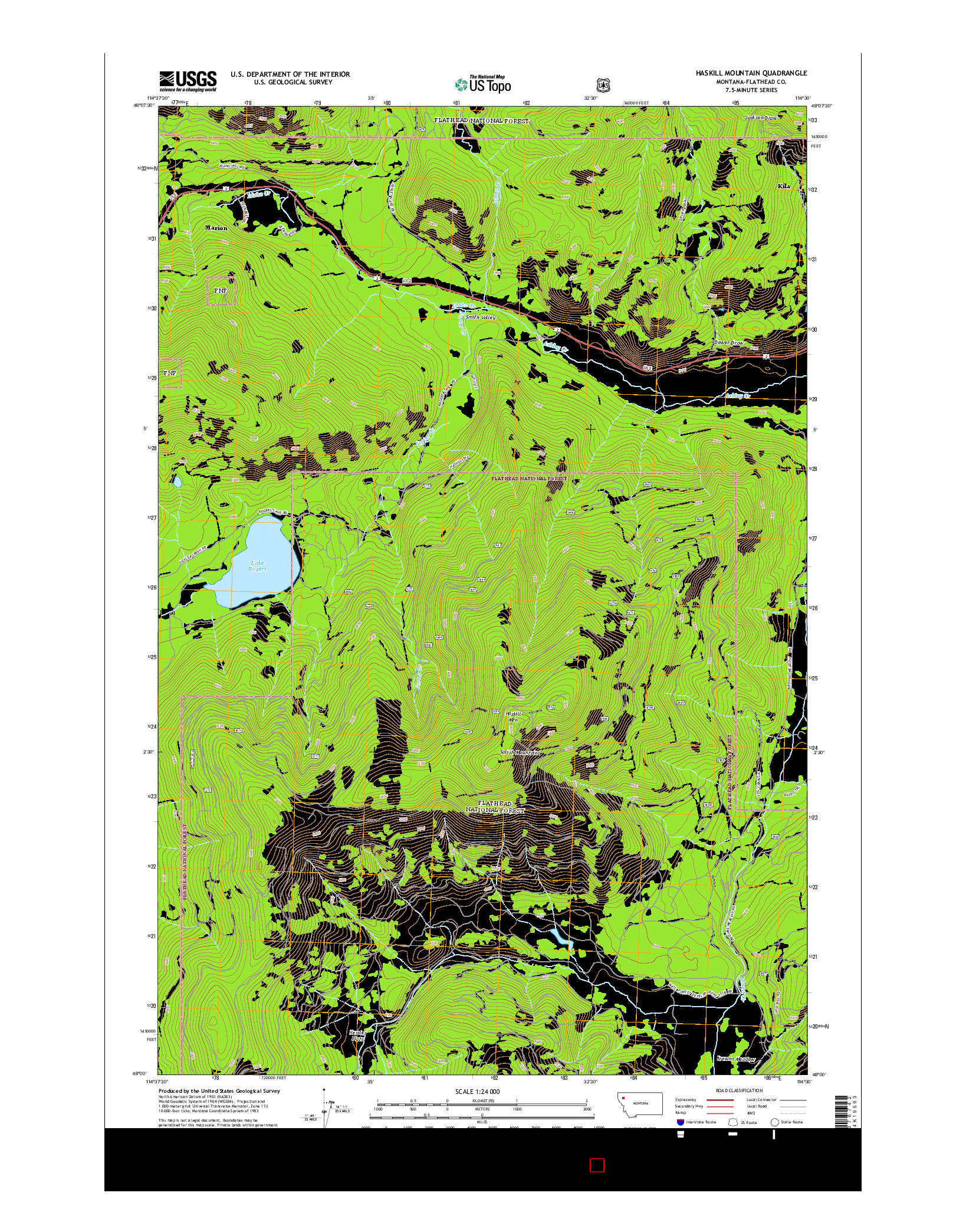 USGS US TOPO 7.5-MINUTE MAP FOR HASKILL MOUNTAIN, MT 2014