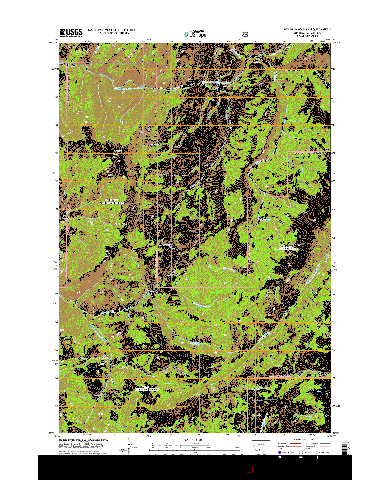 USGS US TOPO 7.5-MINUTE MAP FOR HATFIELD MOUNTAIN, MT 2014