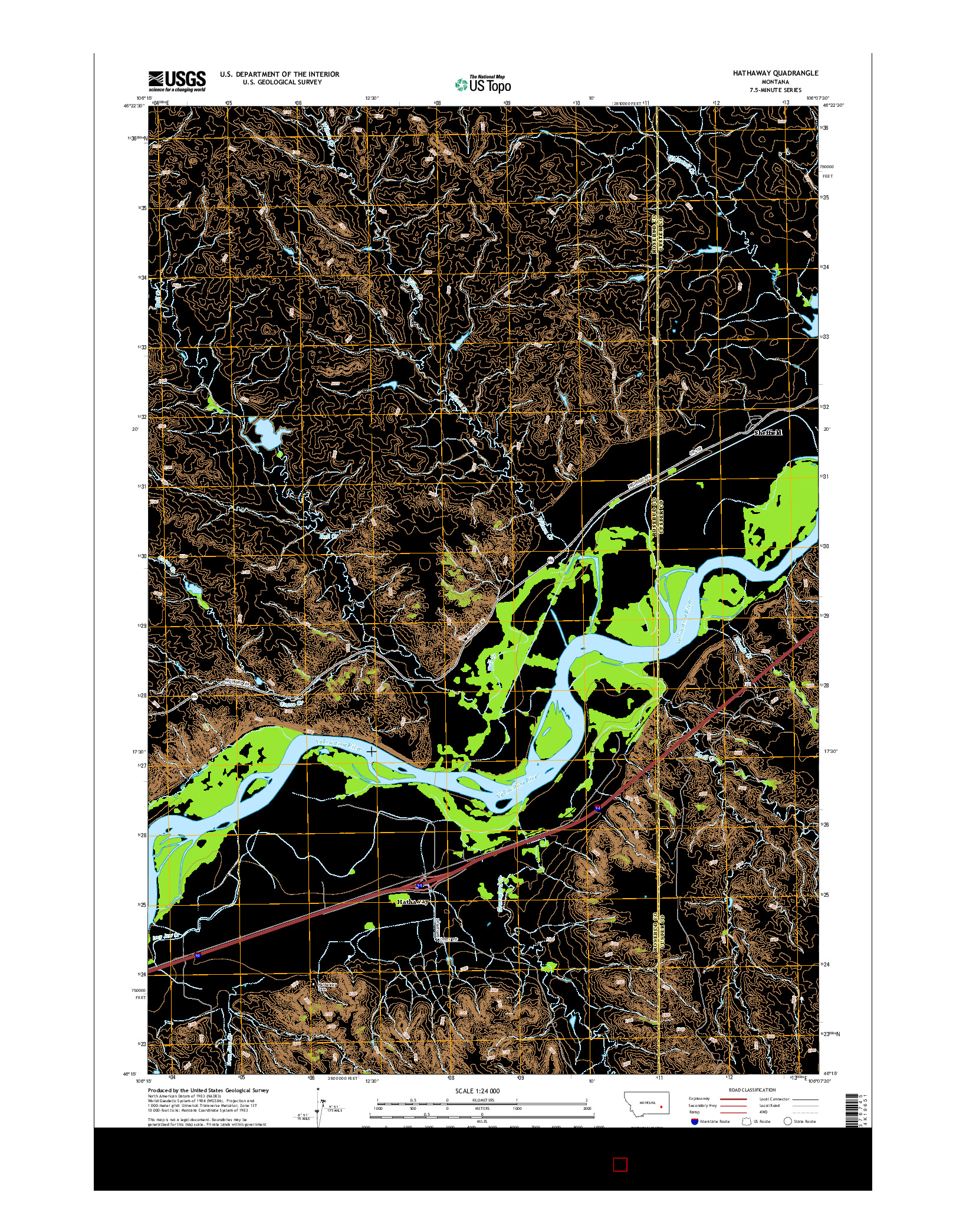 USGS US TOPO 7.5-MINUTE MAP FOR HATHAWAY, MT 2014