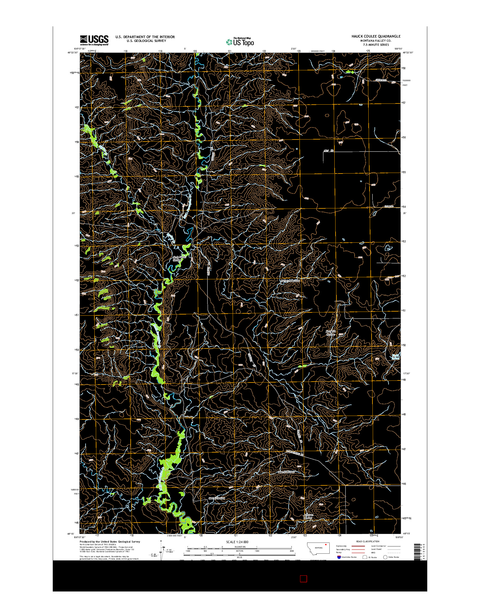 USGS US TOPO 7.5-MINUTE MAP FOR HAUCK COULEE, MT 2014