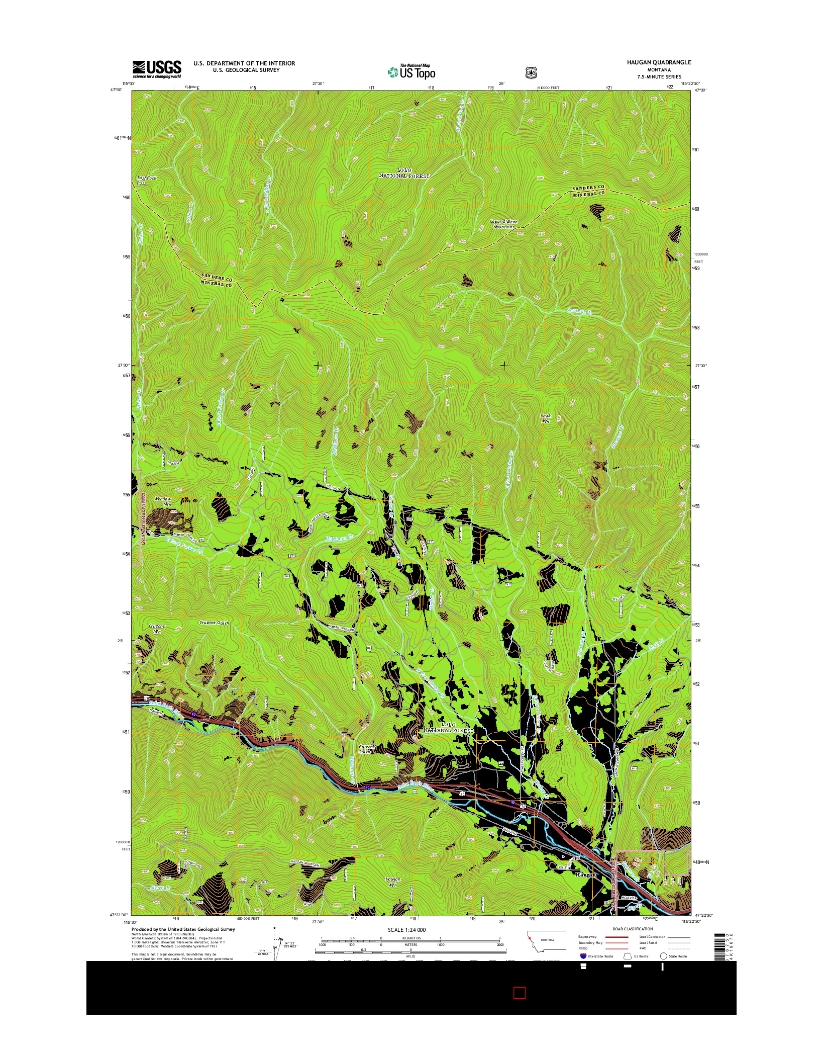 USGS US TOPO 7.5-MINUTE MAP FOR HAUGAN, MT 2014