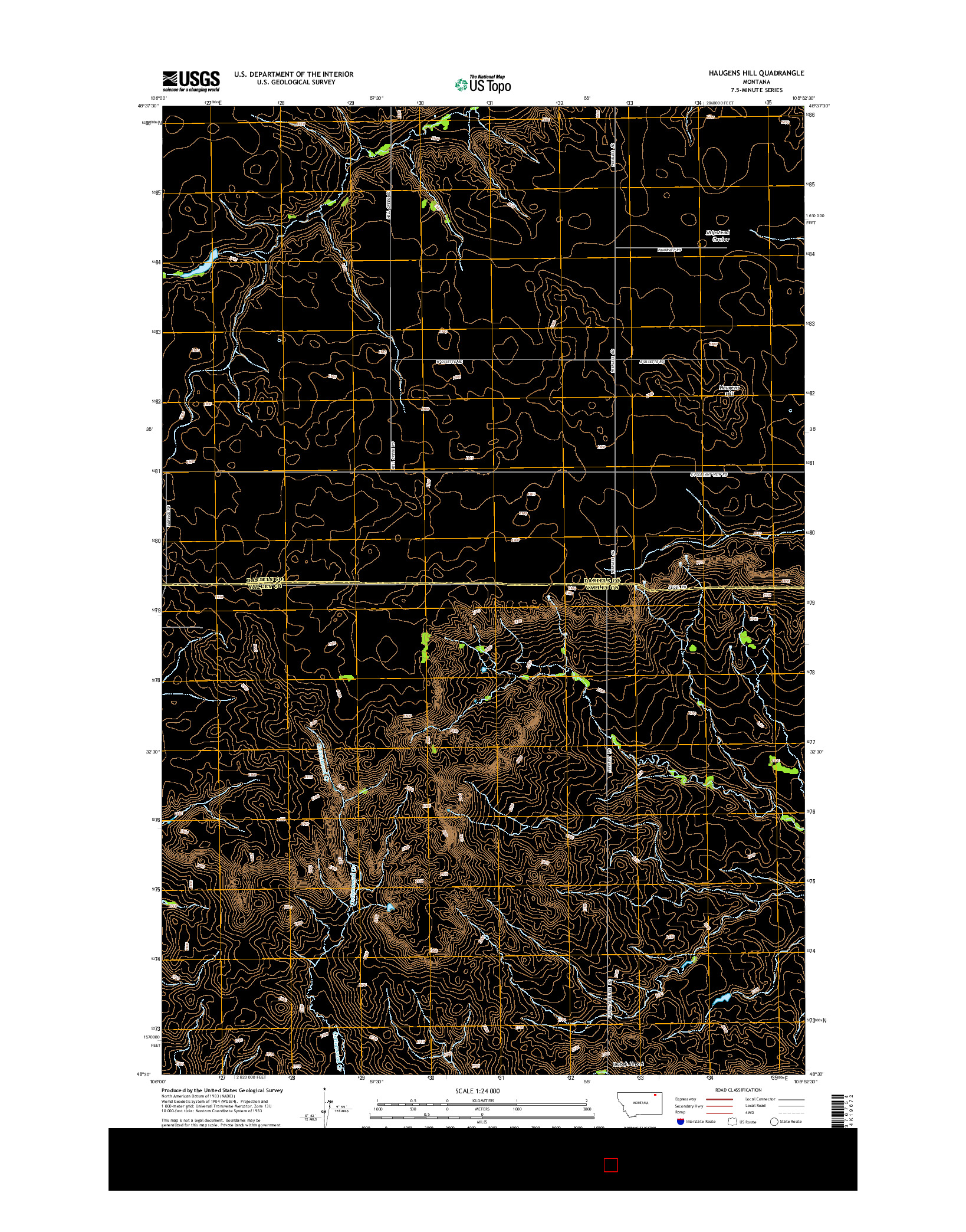 USGS US TOPO 7.5-MINUTE MAP FOR HAUGENS HILL, MT 2014