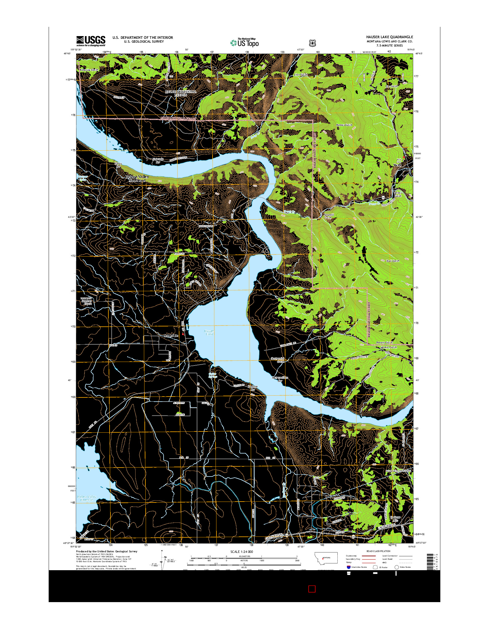 USGS US TOPO 7.5-MINUTE MAP FOR HAUSER LAKE, MT 2014