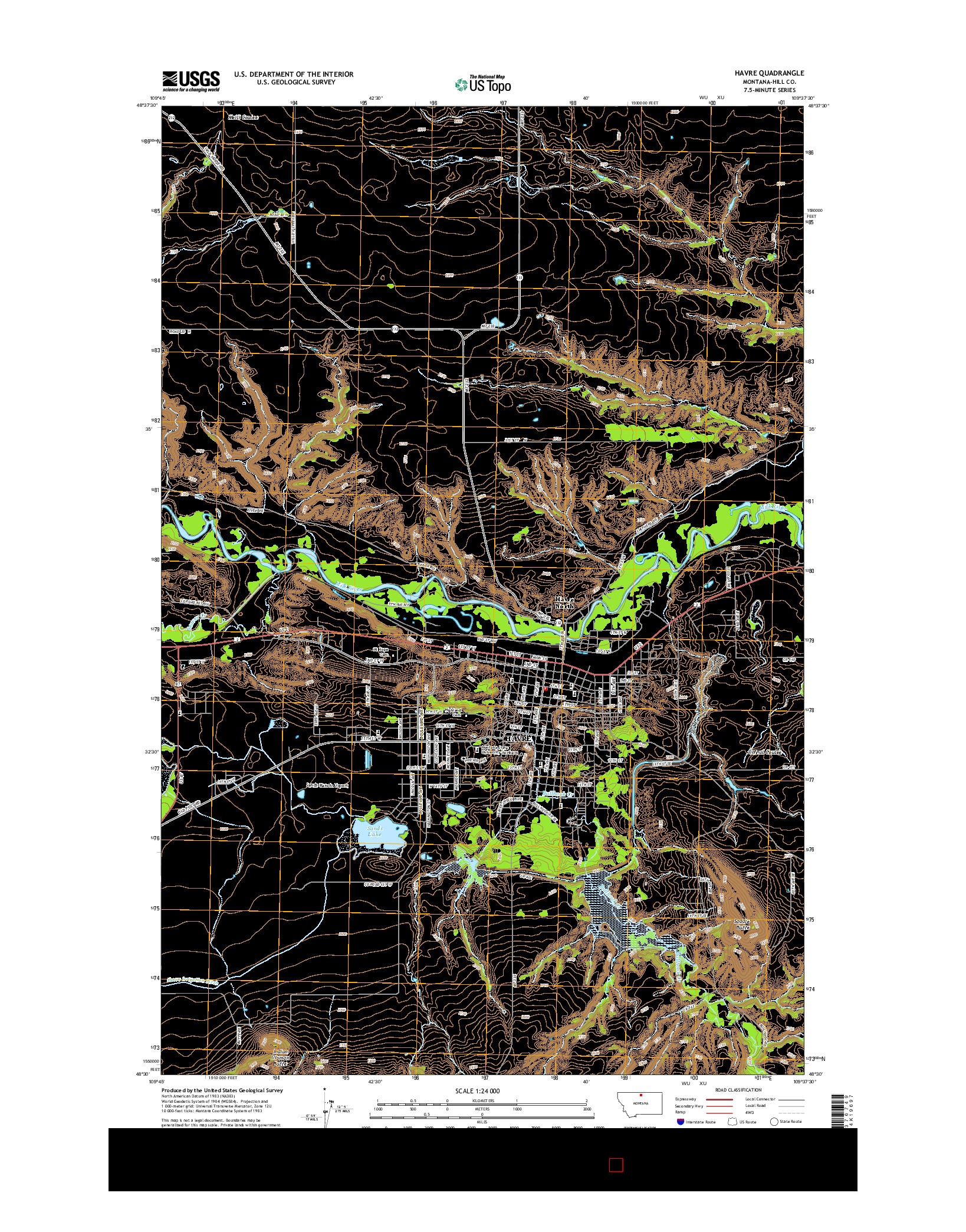 USGS US TOPO 7.5-MINUTE MAP FOR HAVRE, MT 2014