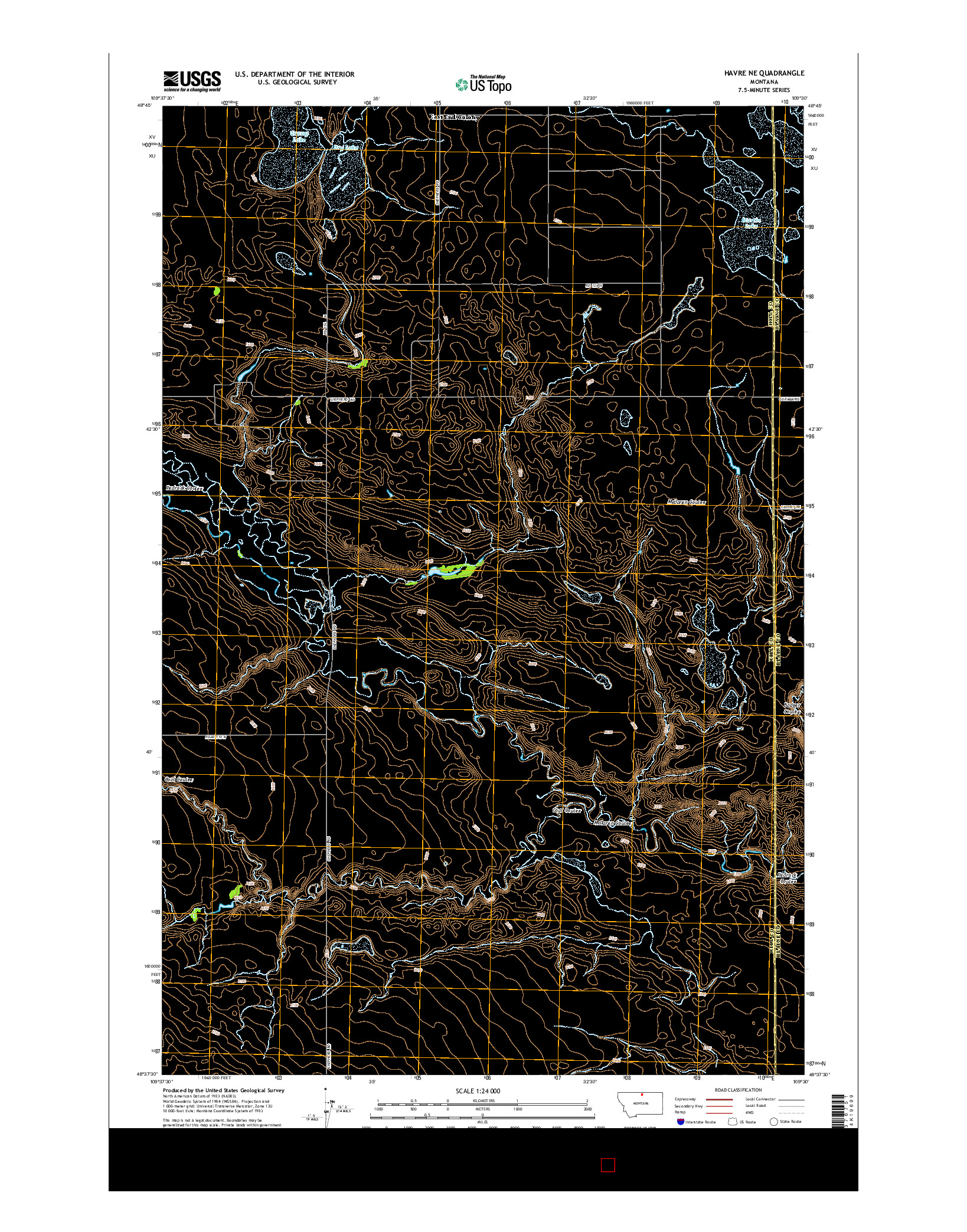 USGS US TOPO 7.5-MINUTE MAP FOR HAVRE NE, MT 2014