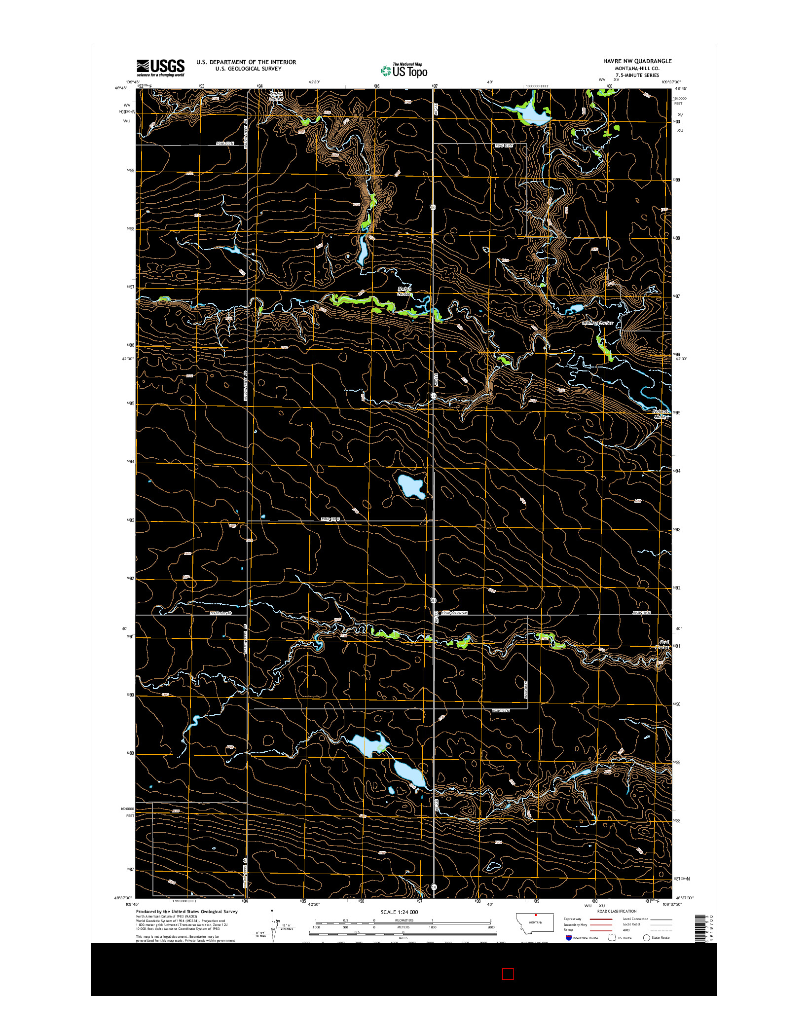 USGS US TOPO 7.5-MINUTE MAP FOR HAVRE NW, MT 2014