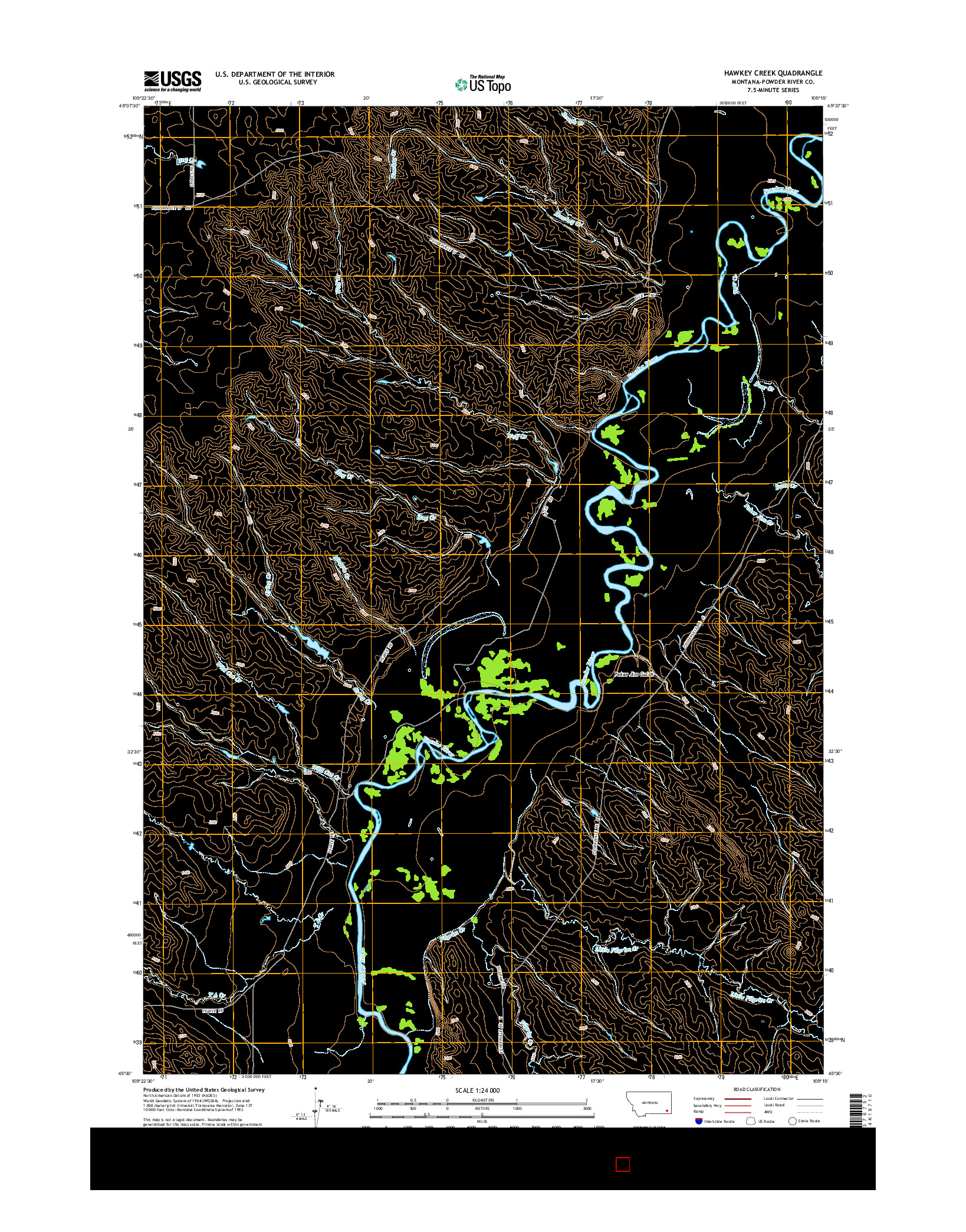 USGS US TOPO 7.5-MINUTE MAP FOR HAWKEY CREEK, MT 2014