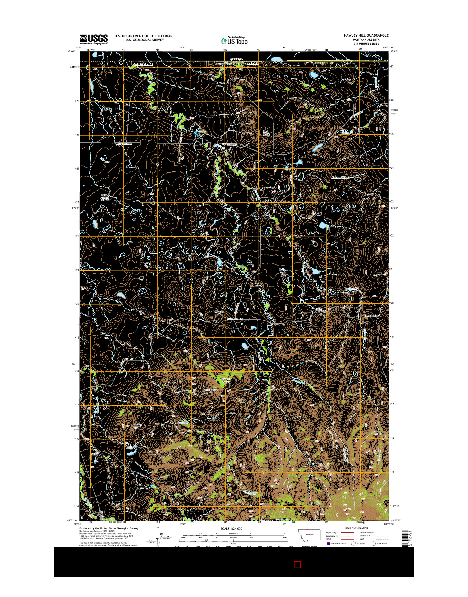 USGS US TOPO 7.5-MINUTE MAP FOR HAWLEY HILL, MT-AB 2014