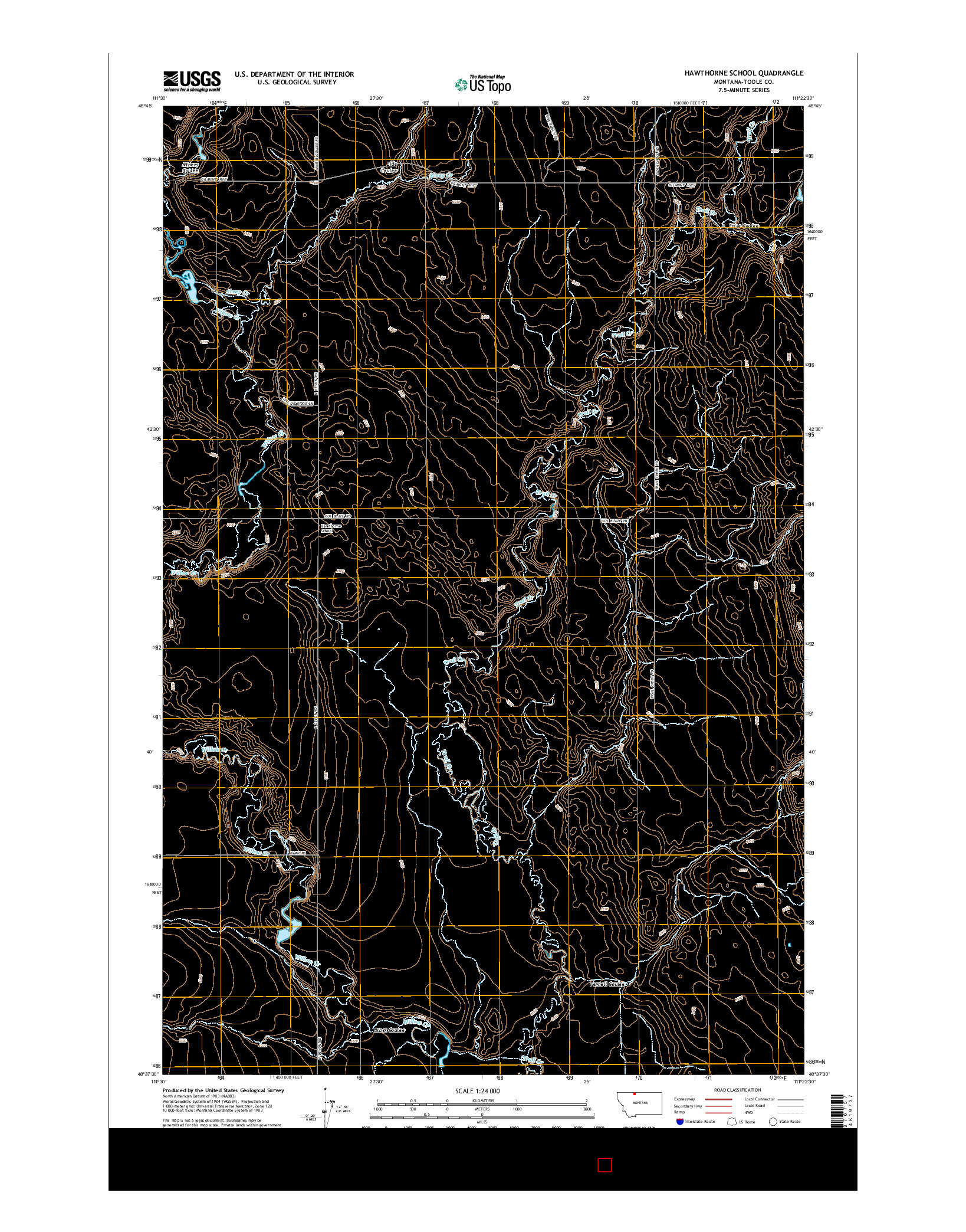 USGS US TOPO 7.5-MINUTE MAP FOR HAWTHORNE SCHOOL, MT 2014