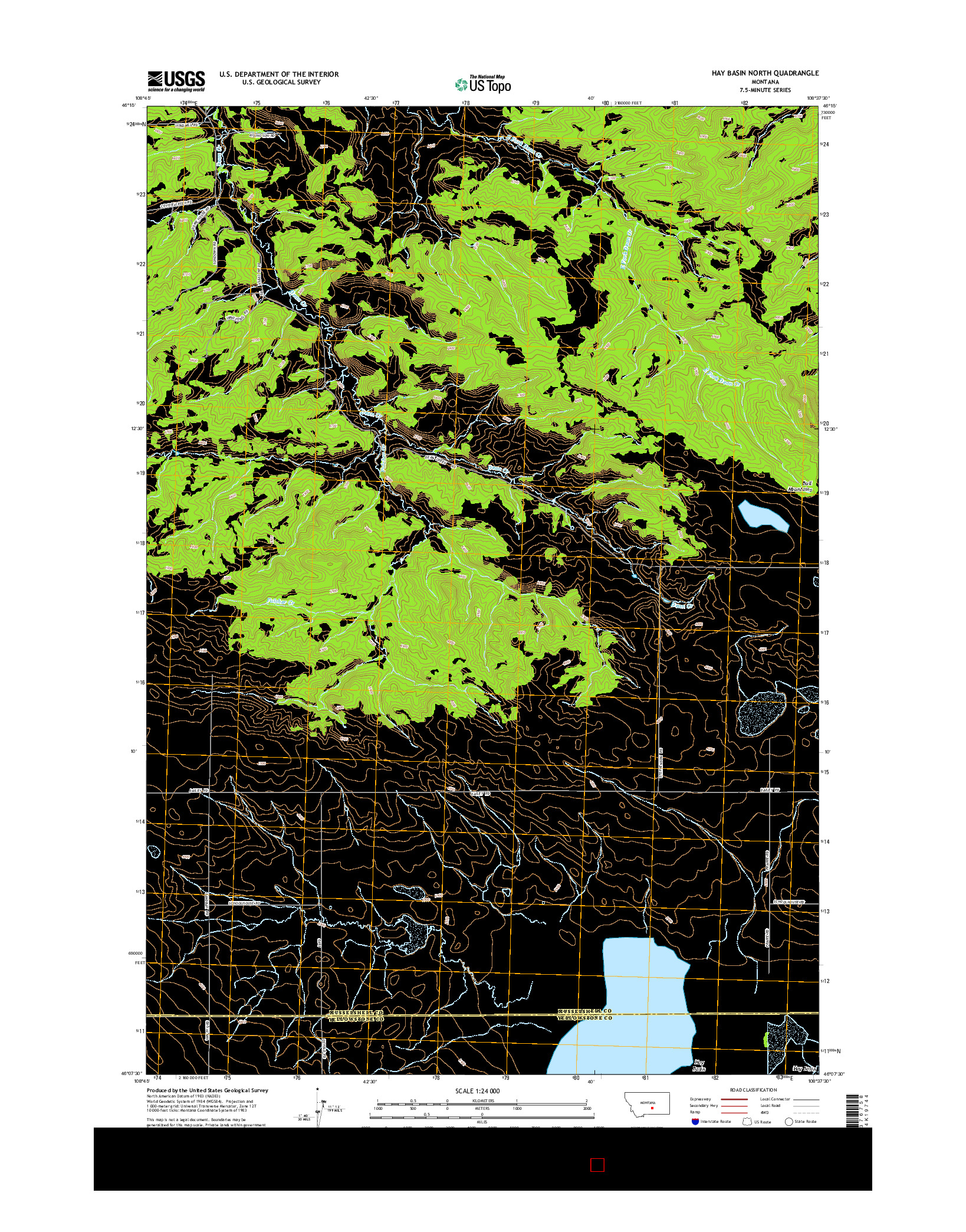 USGS US TOPO 7.5-MINUTE MAP FOR HAY BASIN NORTH, MT 2014