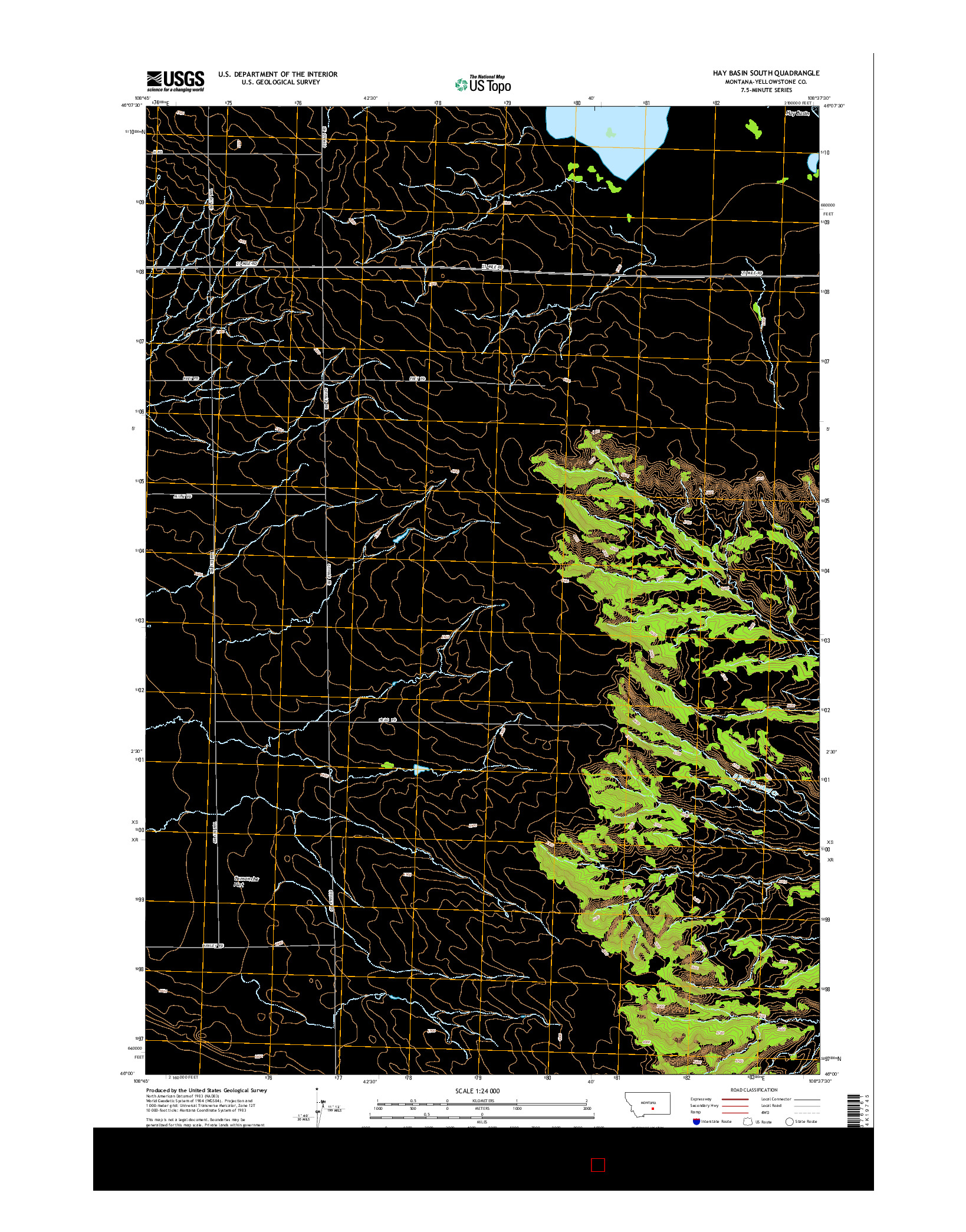 USGS US TOPO 7.5-MINUTE MAP FOR HAY BASIN SOUTH, MT 2014