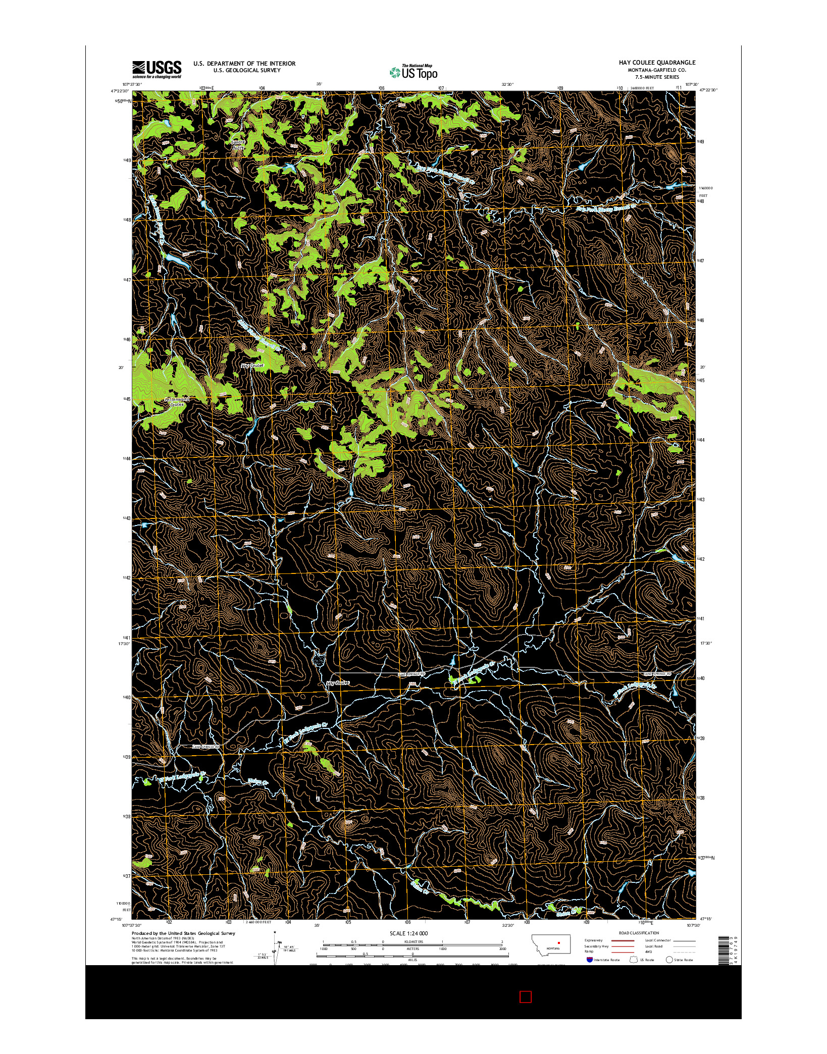 USGS US TOPO 7.5-MINUTE MAP FOR HAY COULEE, MT 2014