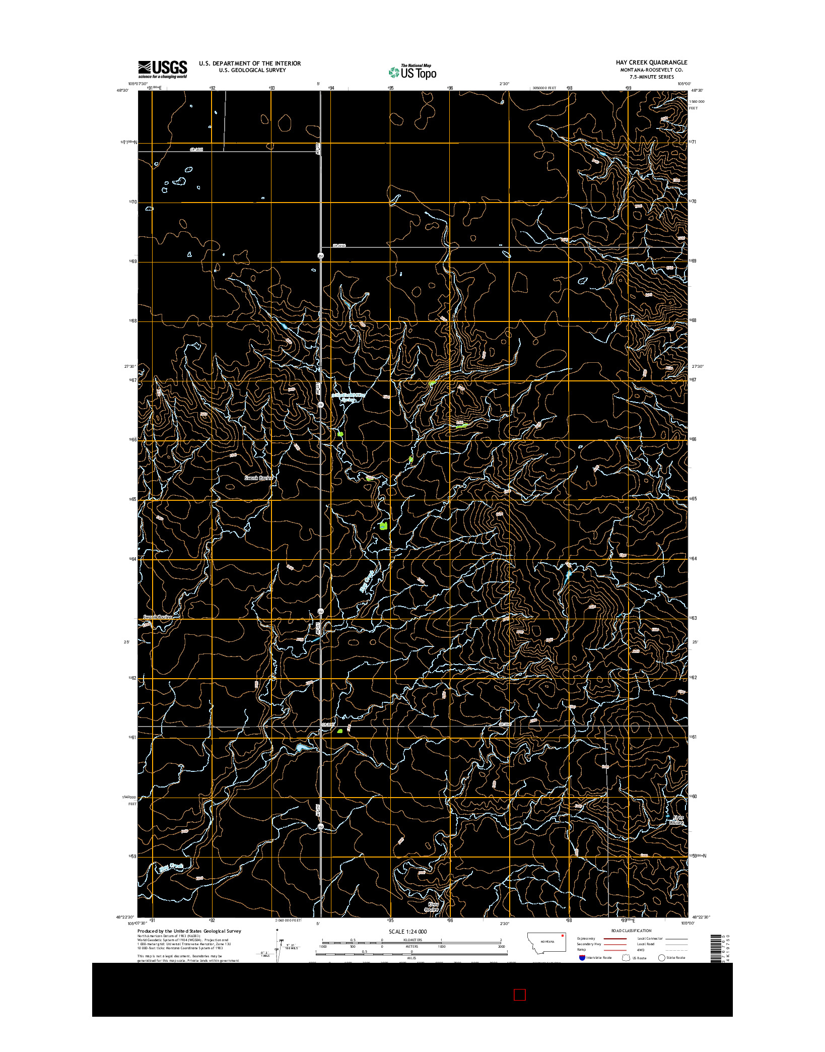 USGS US TOPO 7.5-MINUTE MAP FOR HAY CREEK, MT 2014