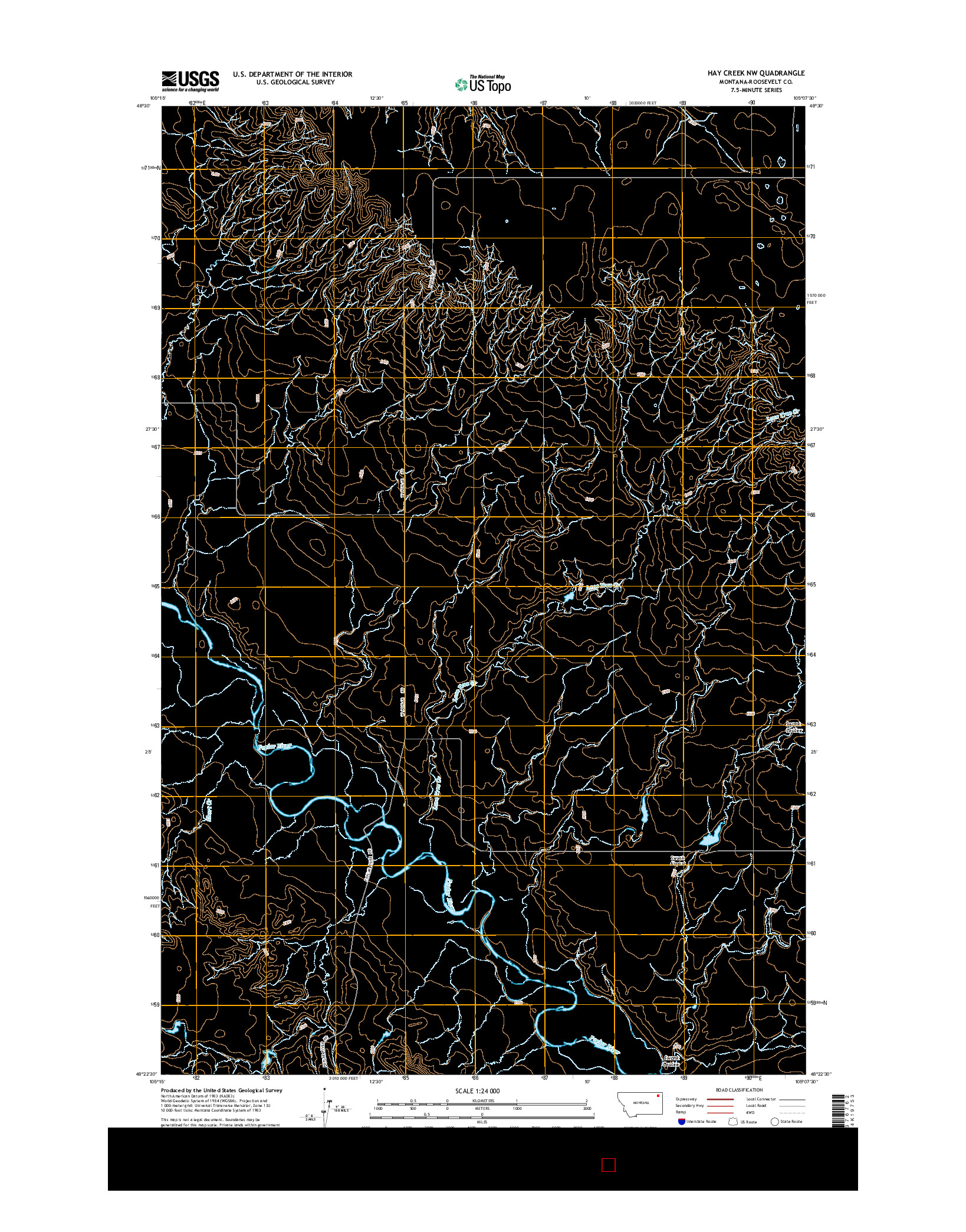 USGS US TOPO 7.5-MINUTE MAP FOR HAY CREEK NW, MT 2014