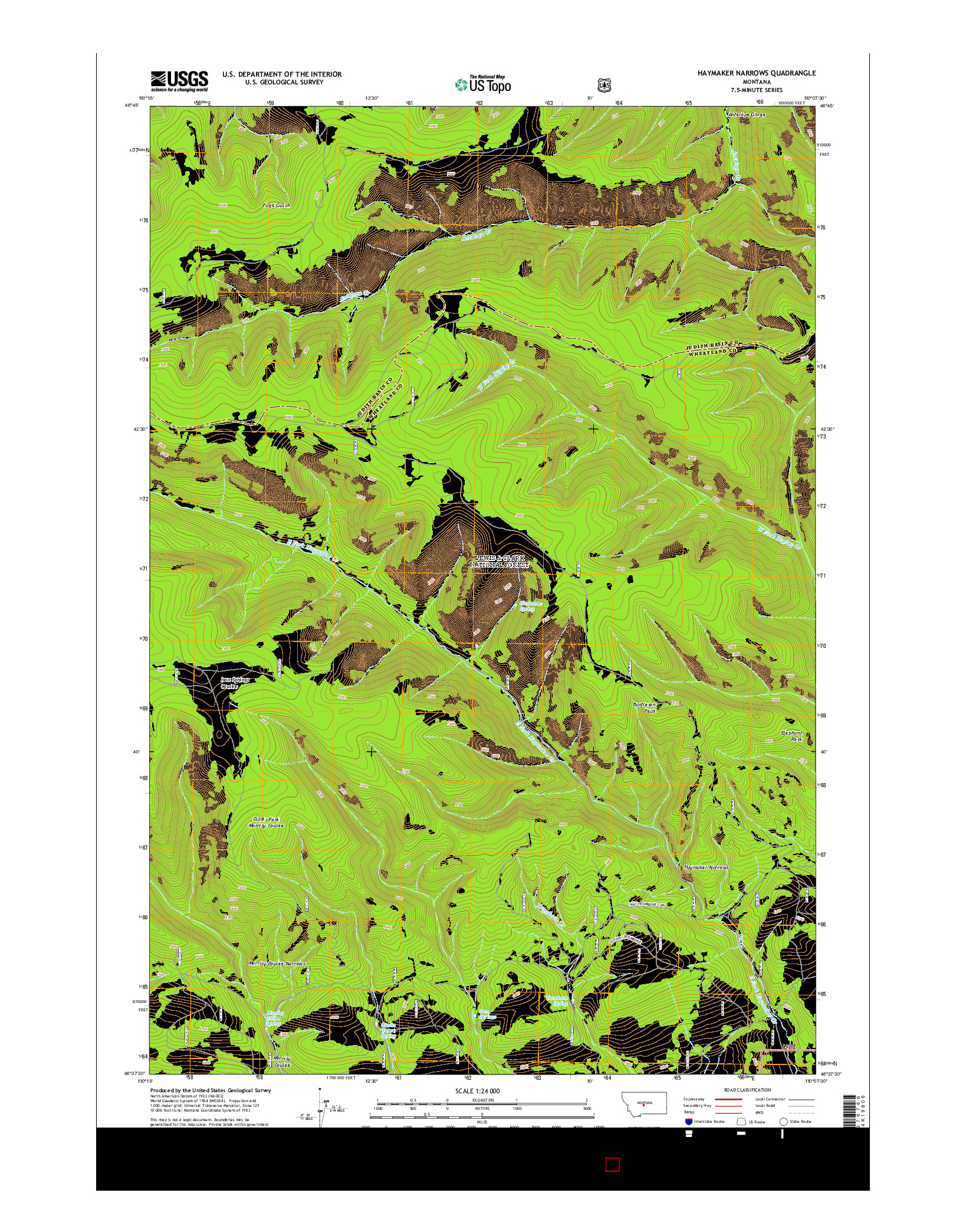 USGS US TOPO 7.5-MINUTE MAP FOR HAYMAKER NARROWS, MT 2014