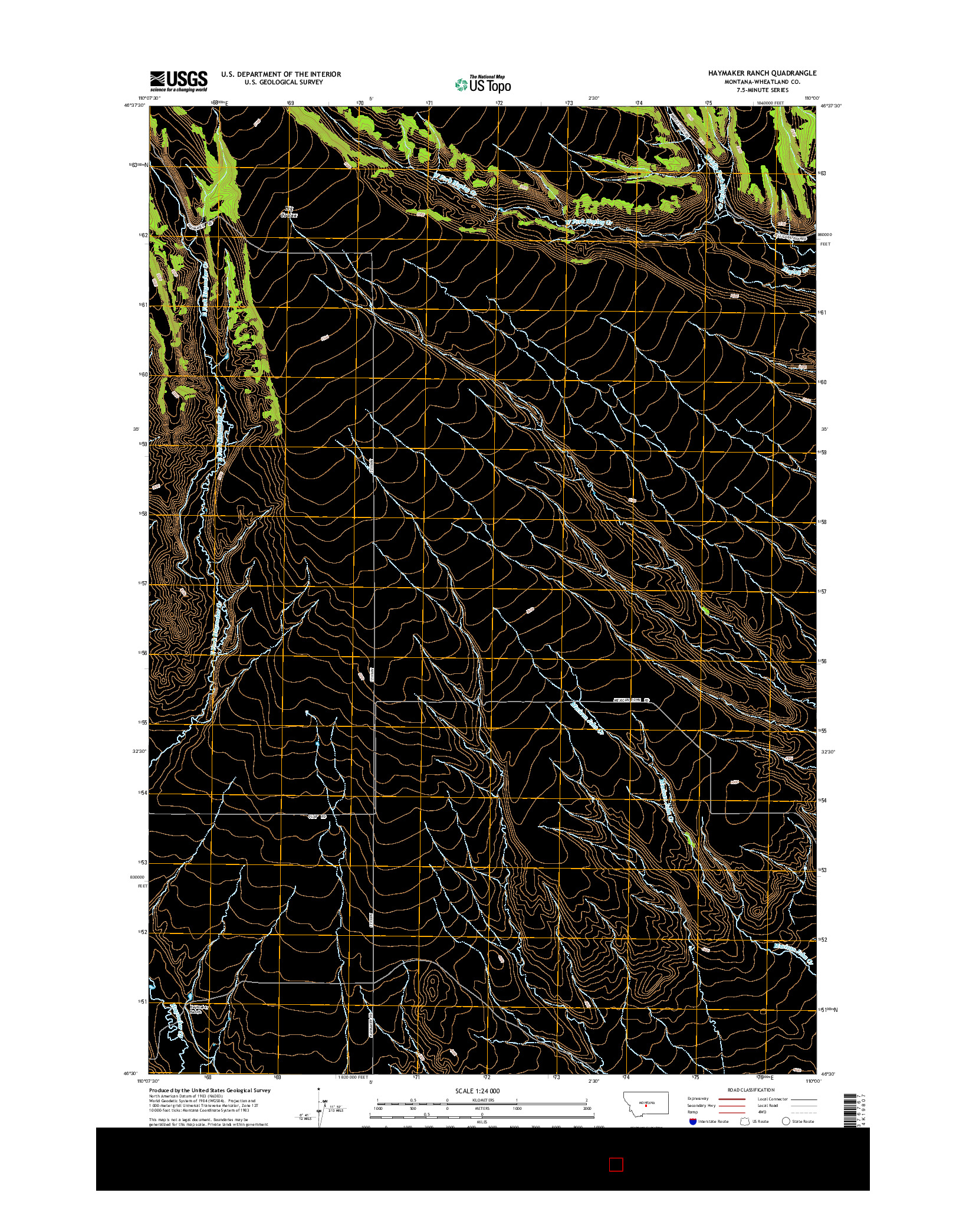 USGS US TOPO 7.5-MINUTE MAP FOR HAYMAKER RANCH, MT 2014