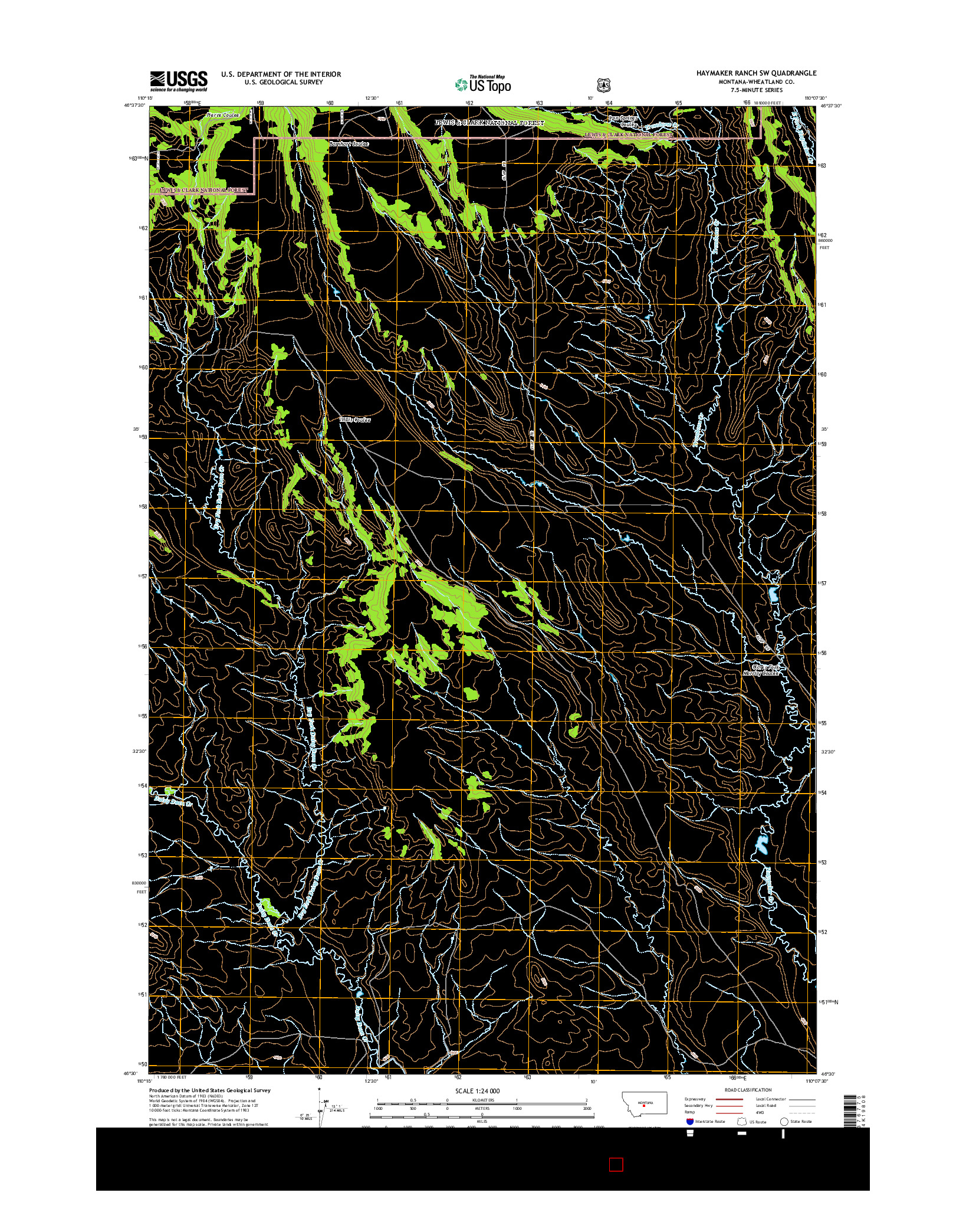 USGS US TOPO 7.5-MINUTE MAP FOR HAYMAKER RANCH SW, MT 2014