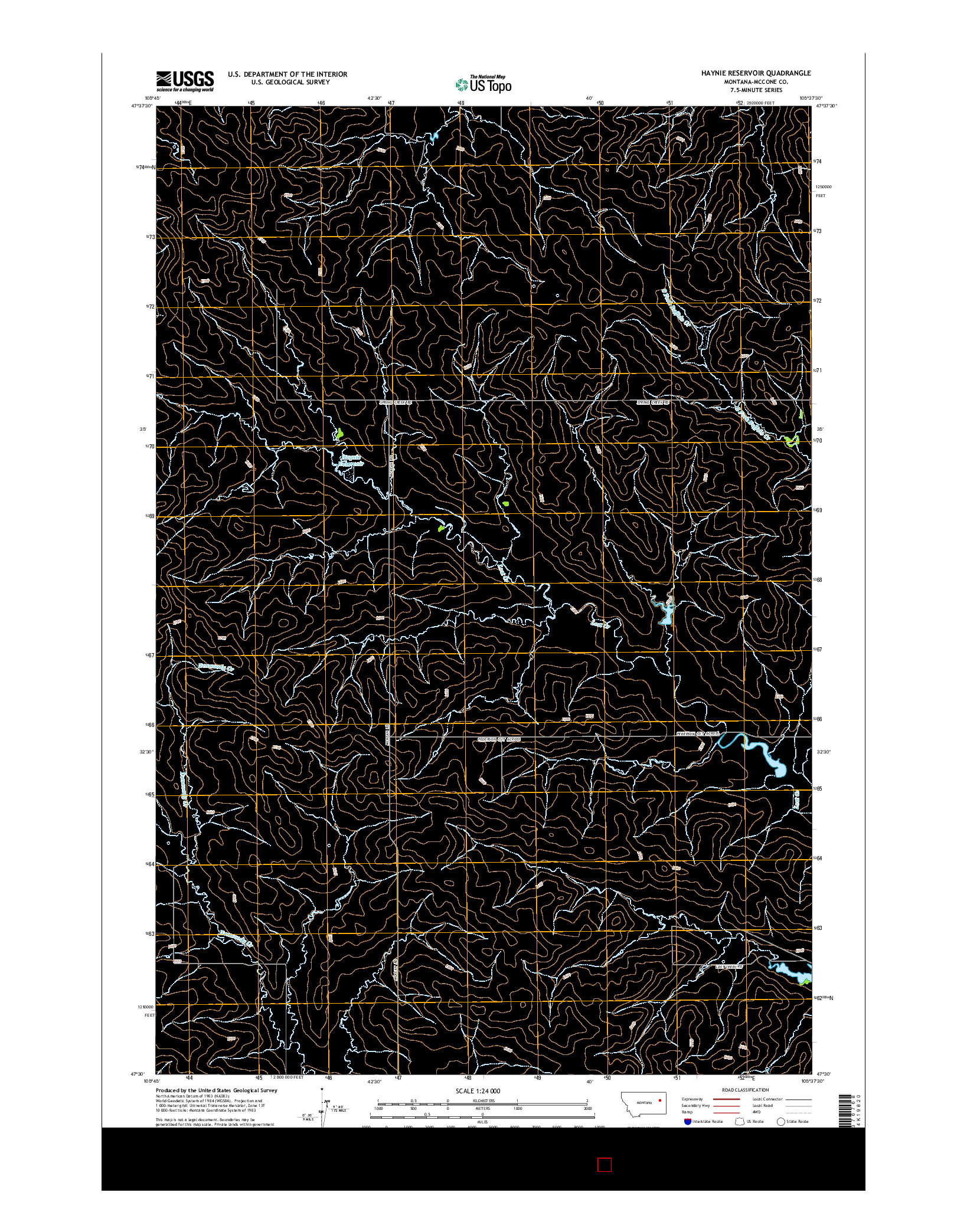 USGS US TOPO 7.5-MINUTE MAP FOR HAYNIE RESERVOIR, MT 2014