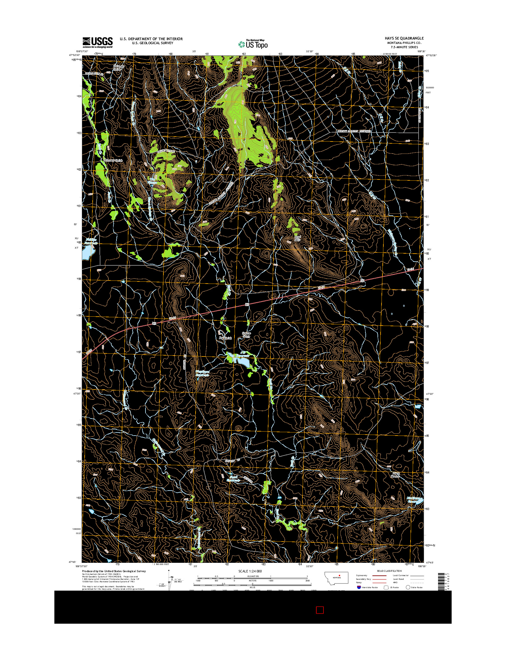 USGS US TOPO 7.5-MINUTE MAP FOR HAYS SE, MT 2014