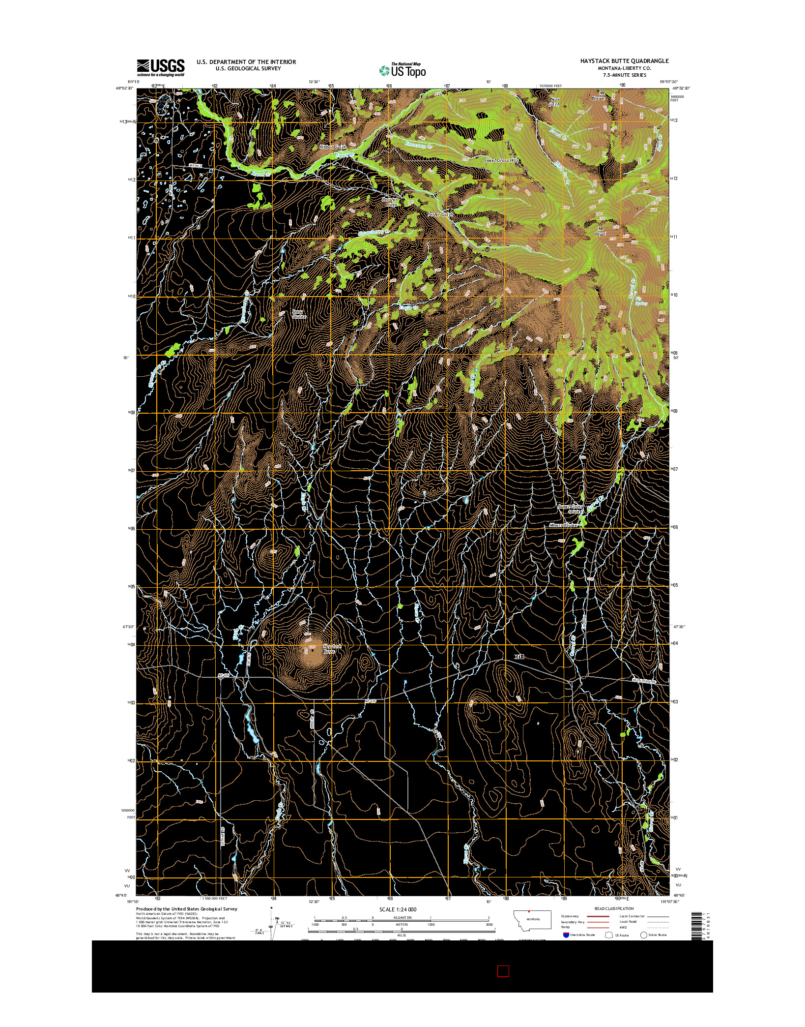 USGS US TOPO 7.5-MINUTE MAP FOR HAYSTACK BUTTE, MT 2014