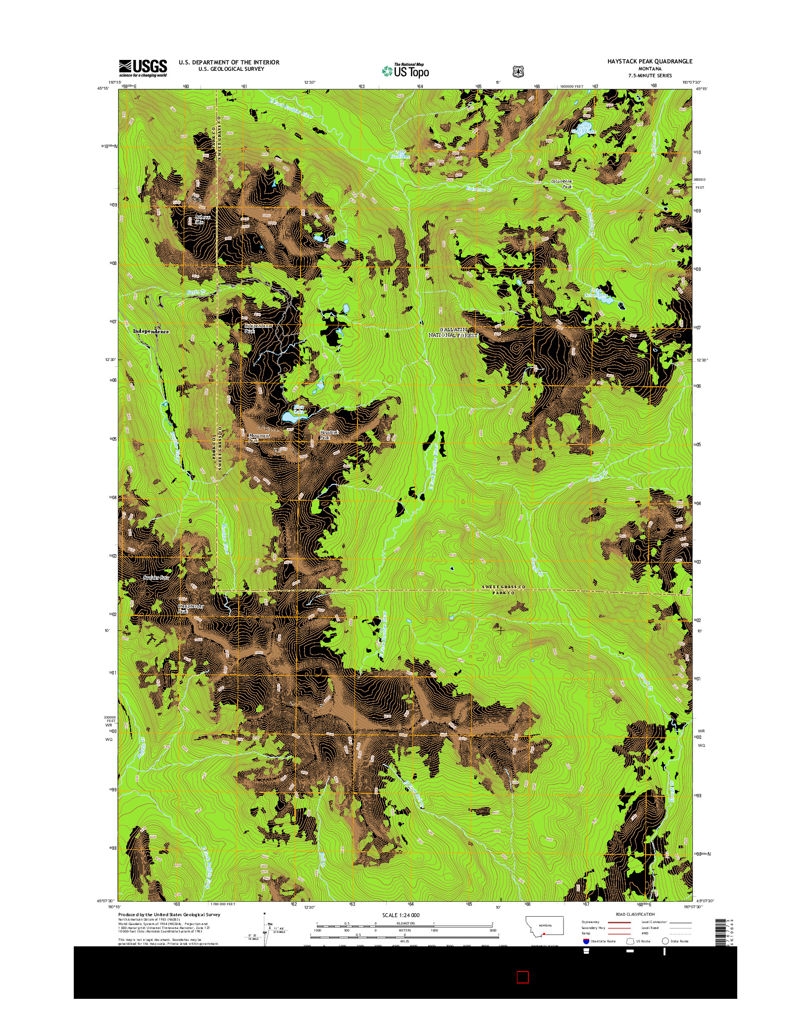 USGS US TOPO 7.5-MINUTE MAP FOR HAYSTACK PEAK, MT 2014