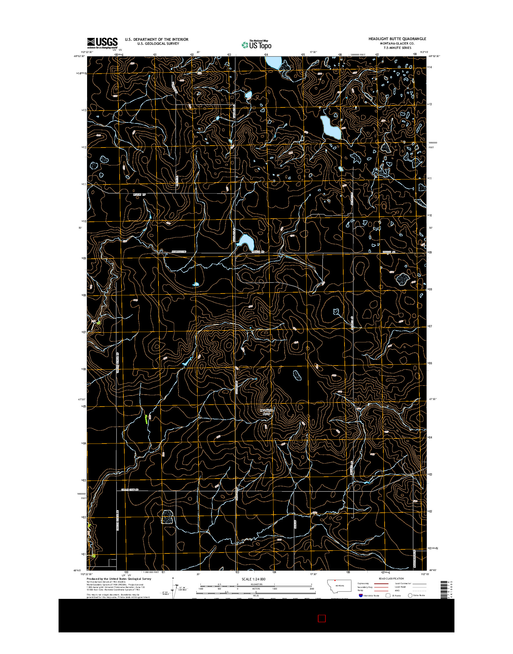 USGS US TOPO 7.5-MINUTE MAP FOR HEADLIGHT BUTTE, MT 2014