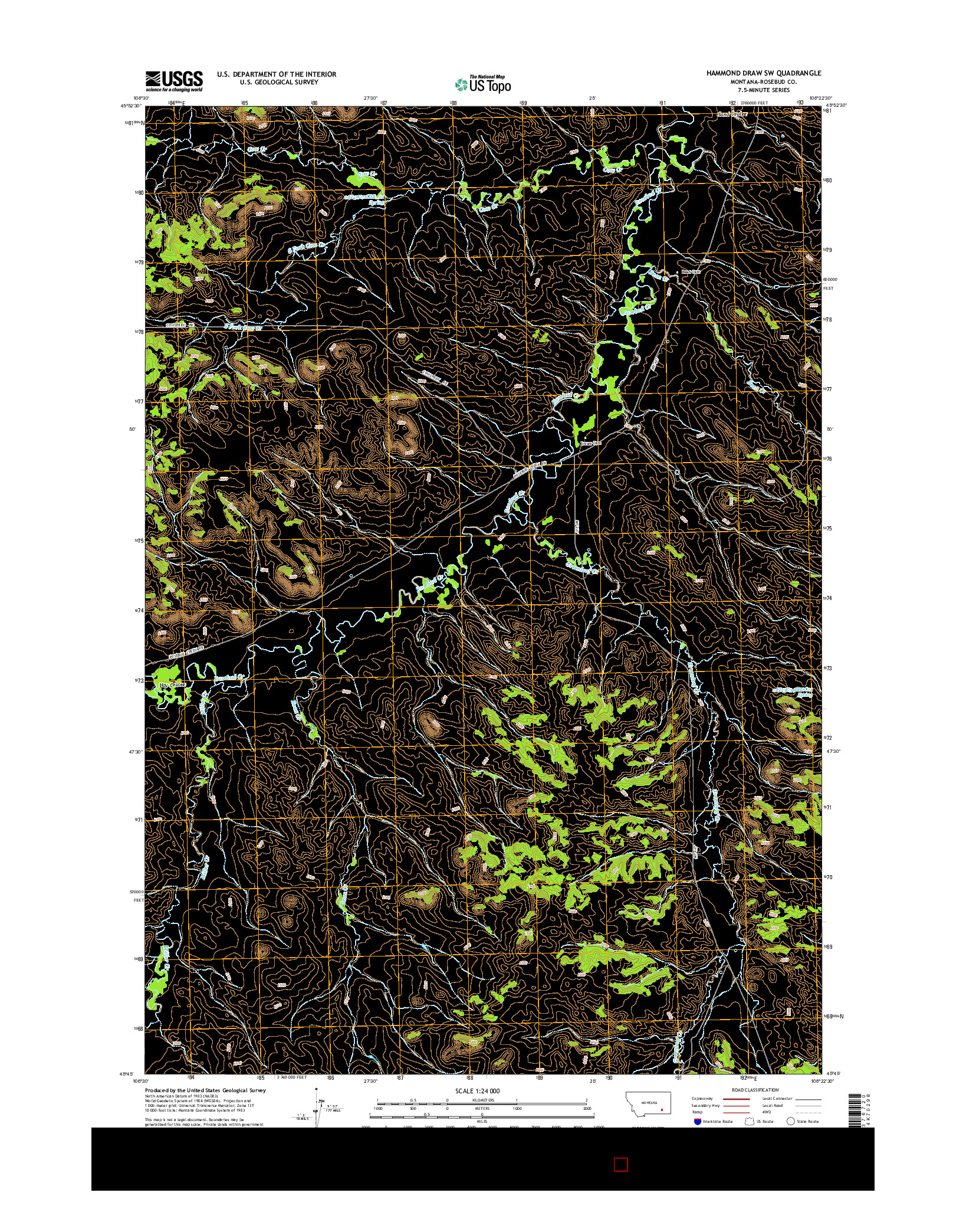 USGS US TOPO 7.5-MINUTE MAP FOR HAMMOND DRAW SW, MT 2014