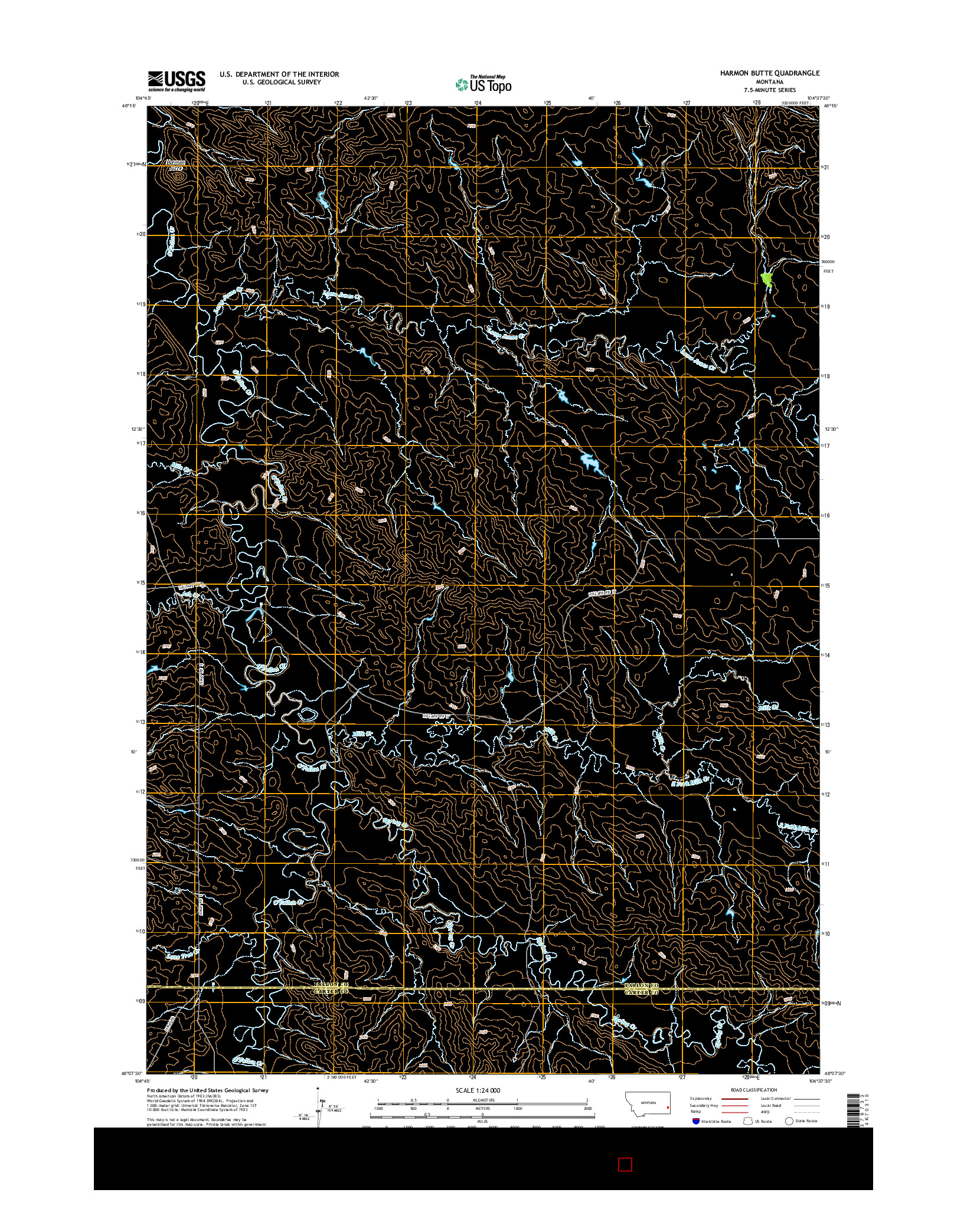 USGS US TOPO 7.5-MINUTE MAP FOR HARMON BUTTE, MT 2014