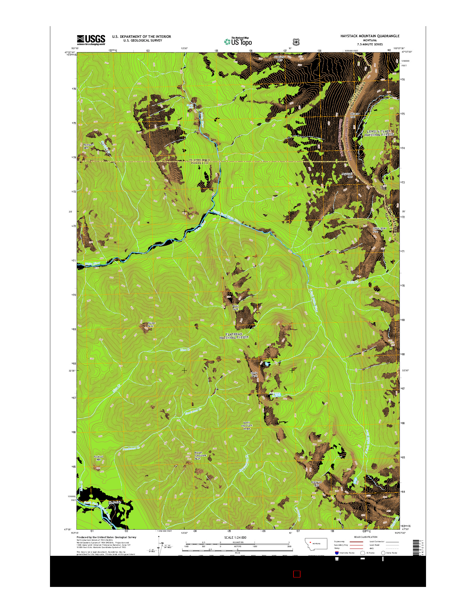 USGS US TOPO 7.5-MINUTE MAP FOR HAYSTACK MOUNTAIN, MT 2014
