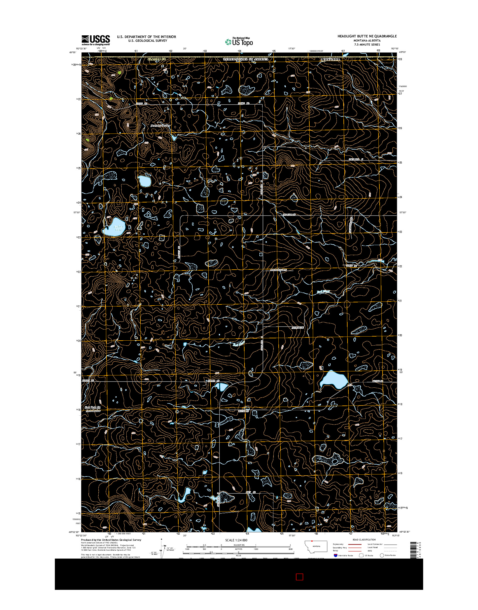 USGS US TOPO 7.5-MINUTE MAP FOR HEADLIGHT BUTTE NE, MT-AB 2014