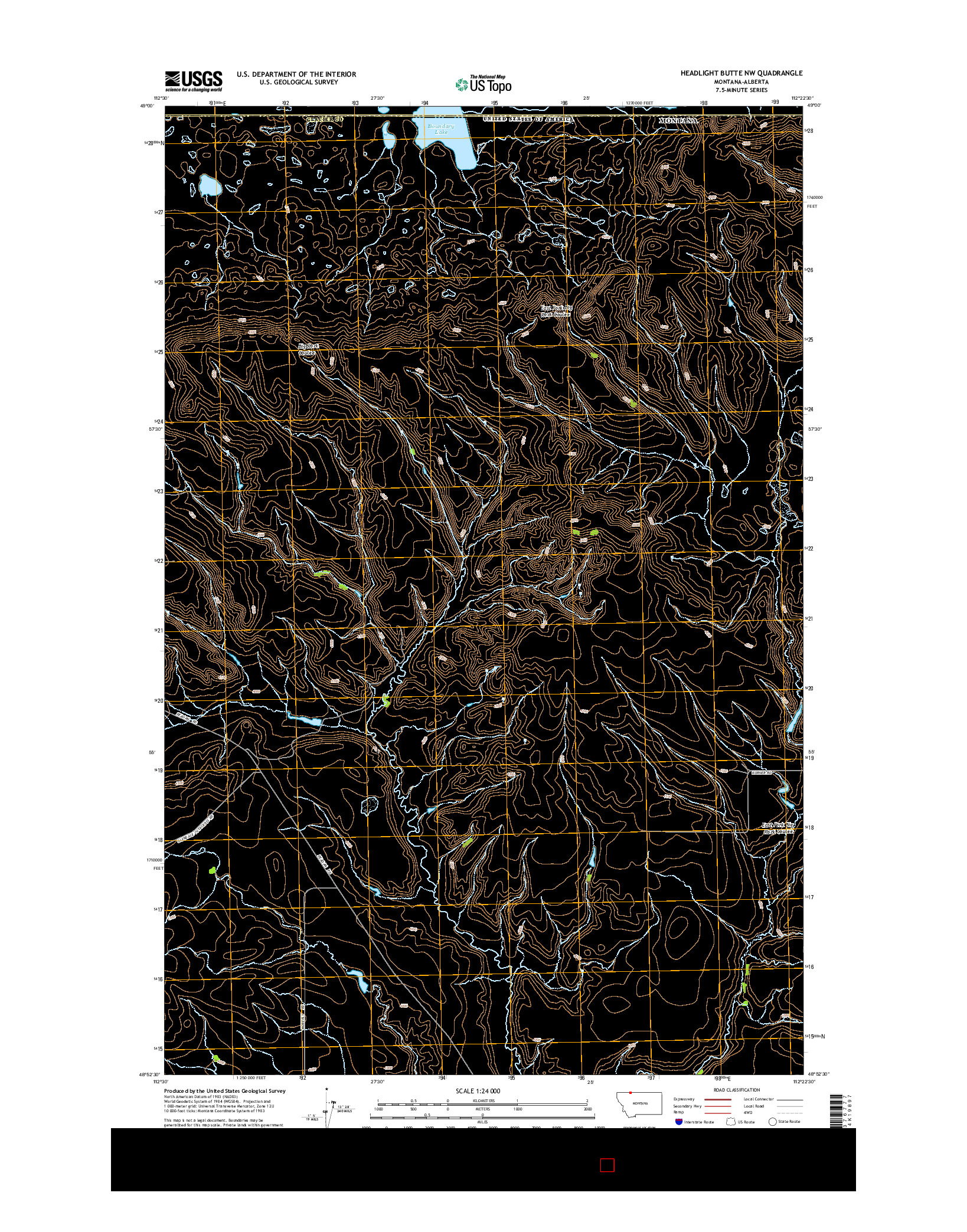 USGS US TOPO 7.5-MINUTE MAP FOR HEADLIGHT BUTTE NW, MT-AB 2014