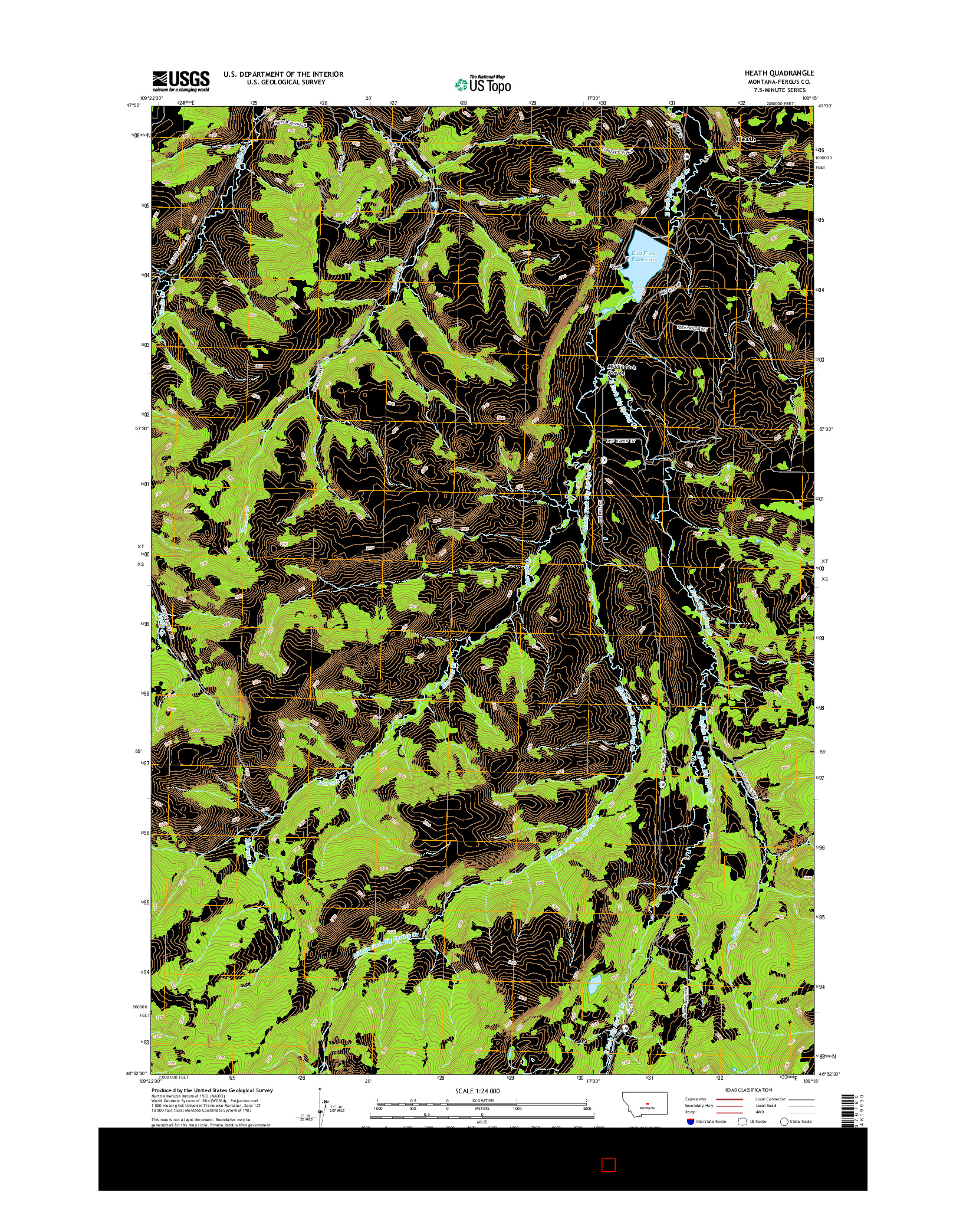 USGS US TOPO 7.5-MINUTE MAP FOR HEATH, MT 2014