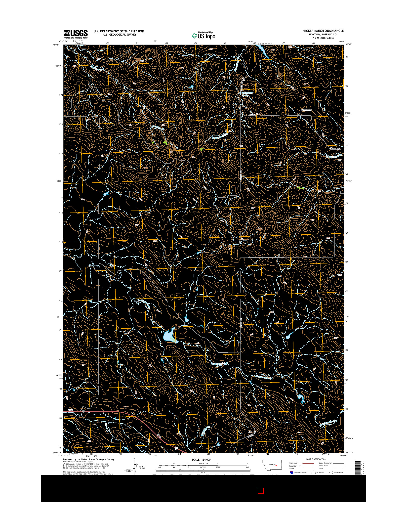 USGS US TOPO 7.5-MINUTE MAP FOR HECKER RANCH, MT 2014