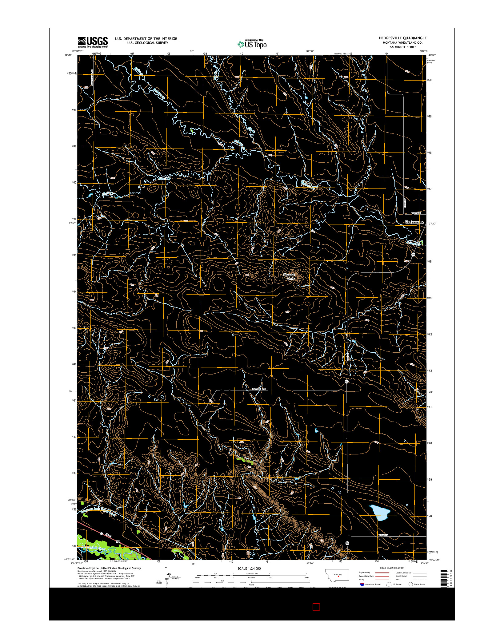 USGS US TOPO 7.5-MINUTE MAP FOR HEDGESVILLE, MT 2014