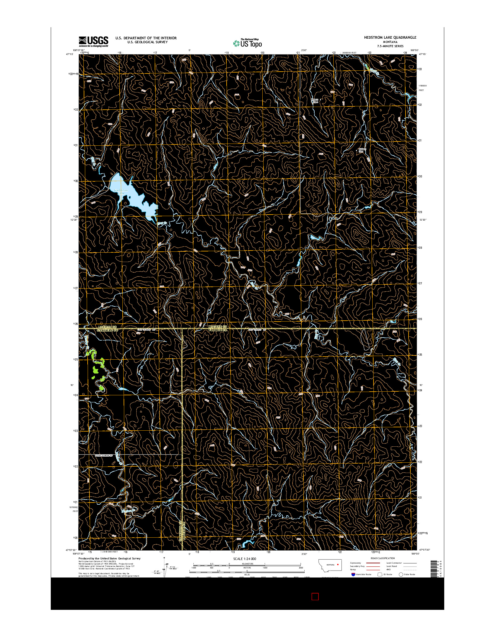 USGS US TOPO 7.5-MINUTE MAP FOR HEDSTROM LAKE, MT 2014