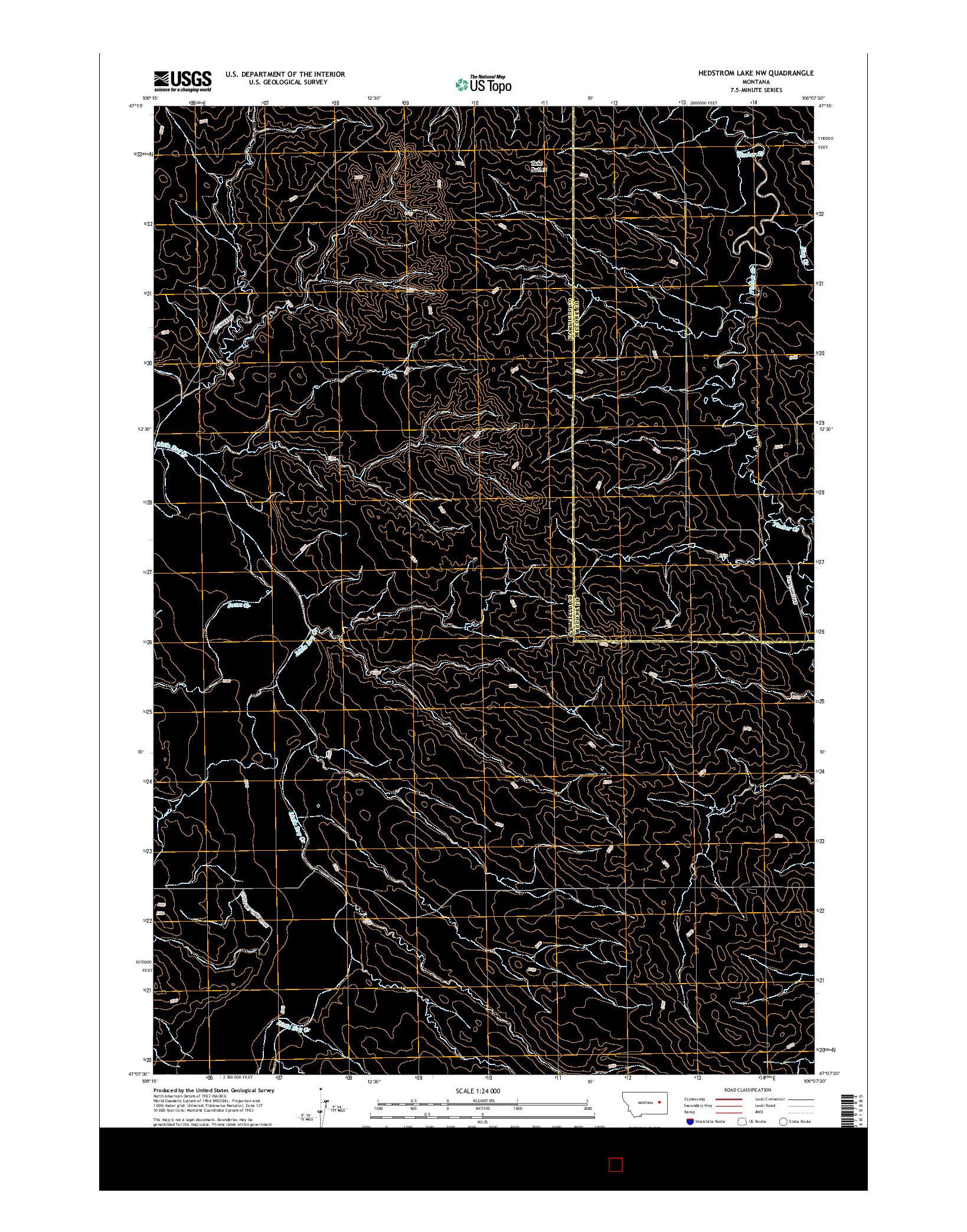 USGS US TOPO 7.5-MINUTE MAP FOR HEDSTROM LAKE NW, MT 2014