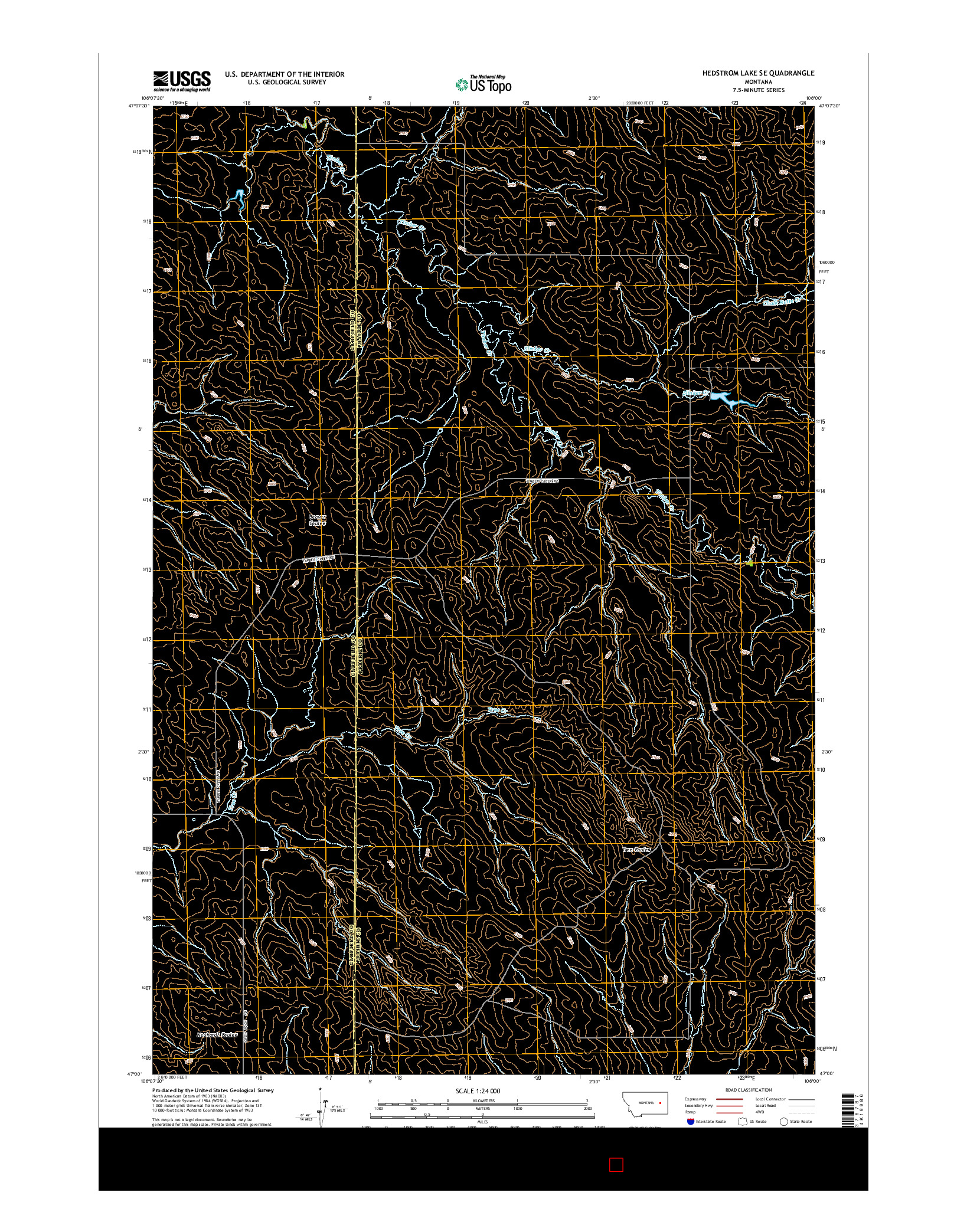USGS US TOPO 7.5-MINUTE MAP FOR HEDSTROM LAKE SE, MT 2014