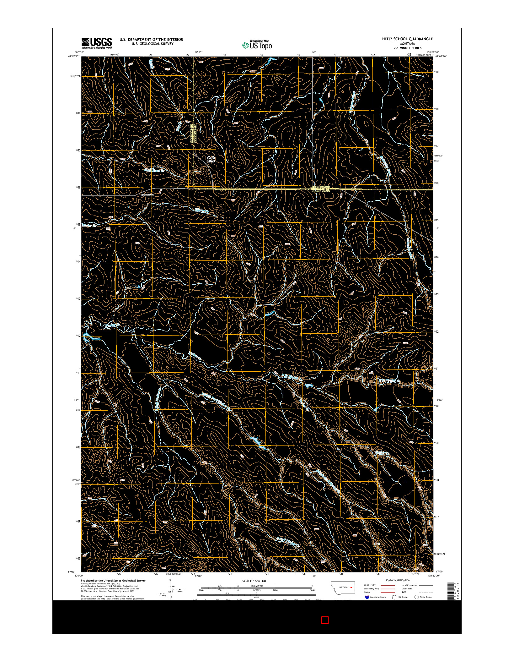 USGS US TOPO 7.5-MINUTE MAP FOR HEITZ SCHOOL, MT 2014