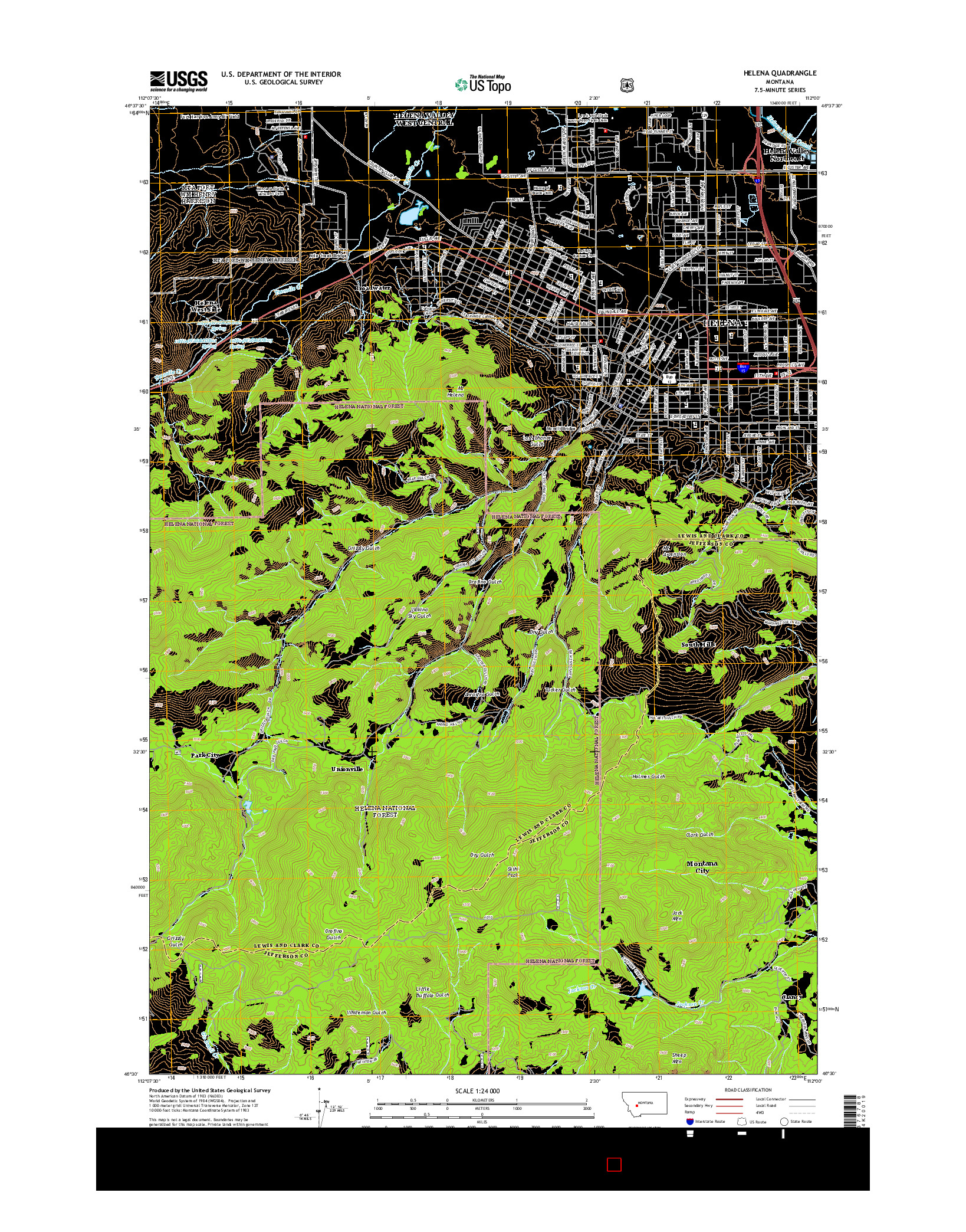 USGS US TOPO 7.5-MINUTE MAP FOR HELENA, MT 2014